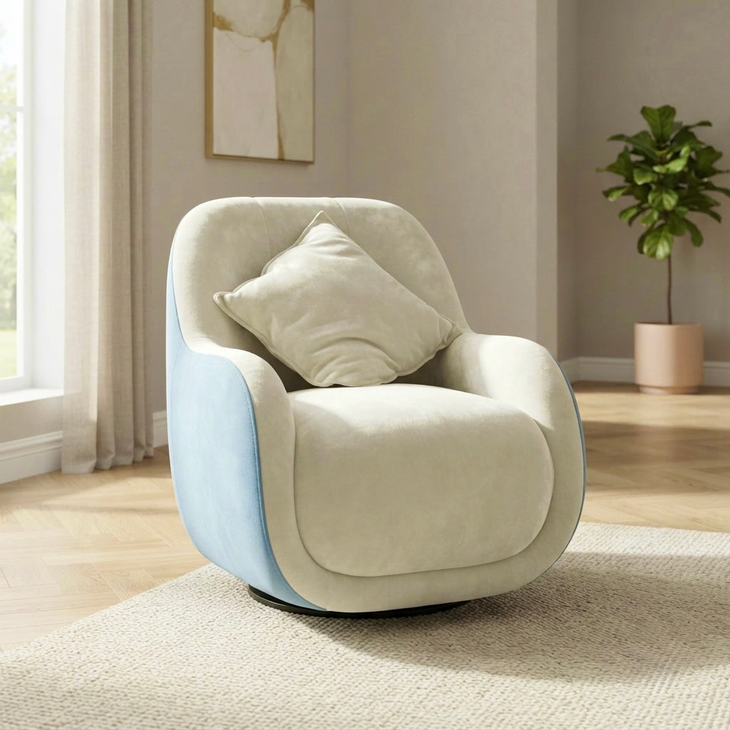 EYLON ROTATING ARM CHAIR SET | & FABRIC UPHOLSTERY