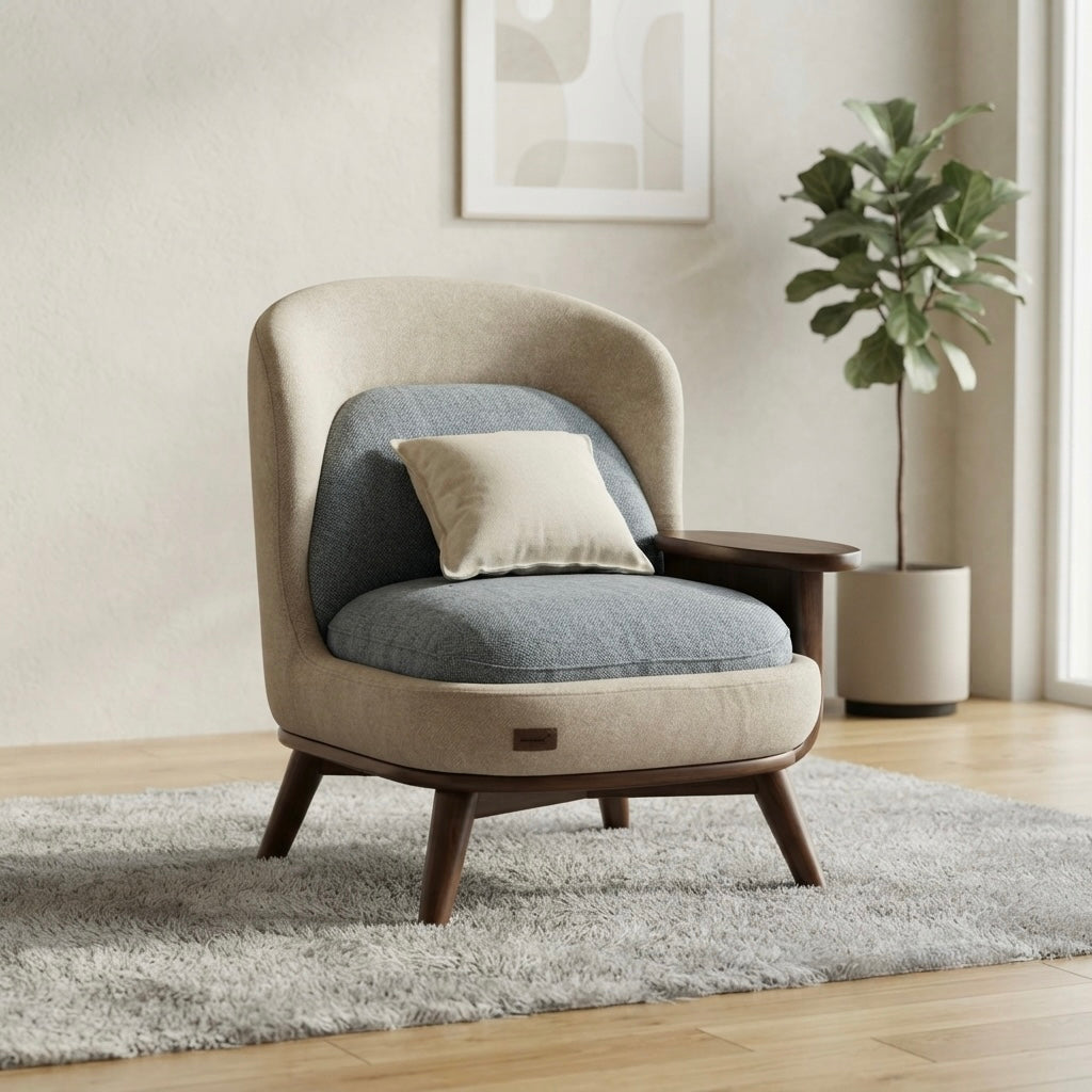 SLEEKEN ARM CHAIR SET-TREATED MAHAGONY WOOD -WITH FABRIC
