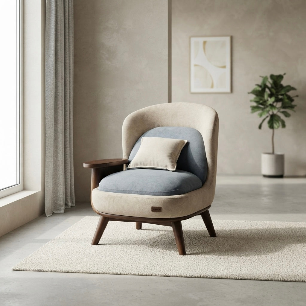 SLEEKEN ARM CHAIR SET-TREATED MAHAGONY WOOD -WITH FABRIC