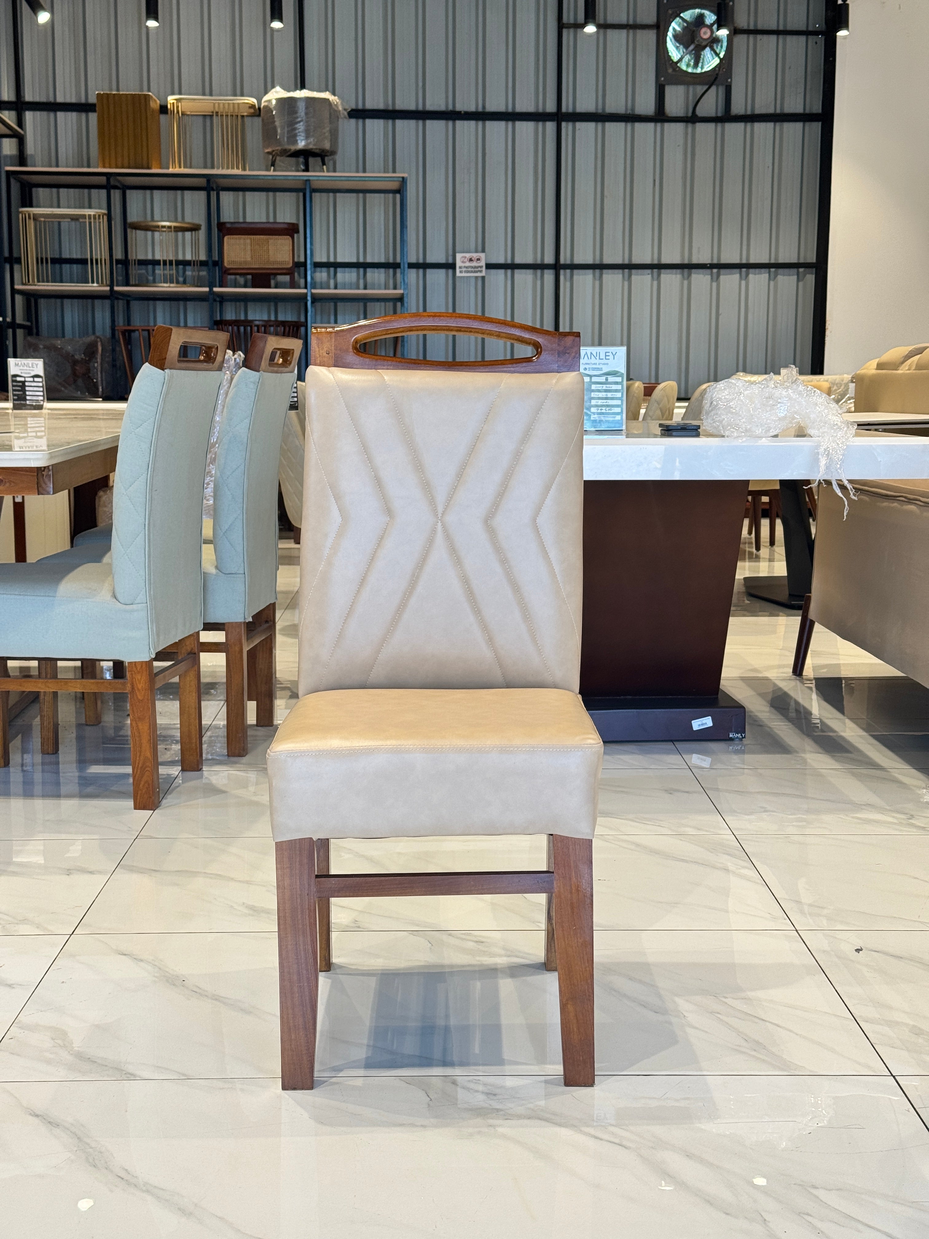 NINORAH  CHAIR | ACACIA WOOD & REXIN UPHOLSTERY | BEIGE