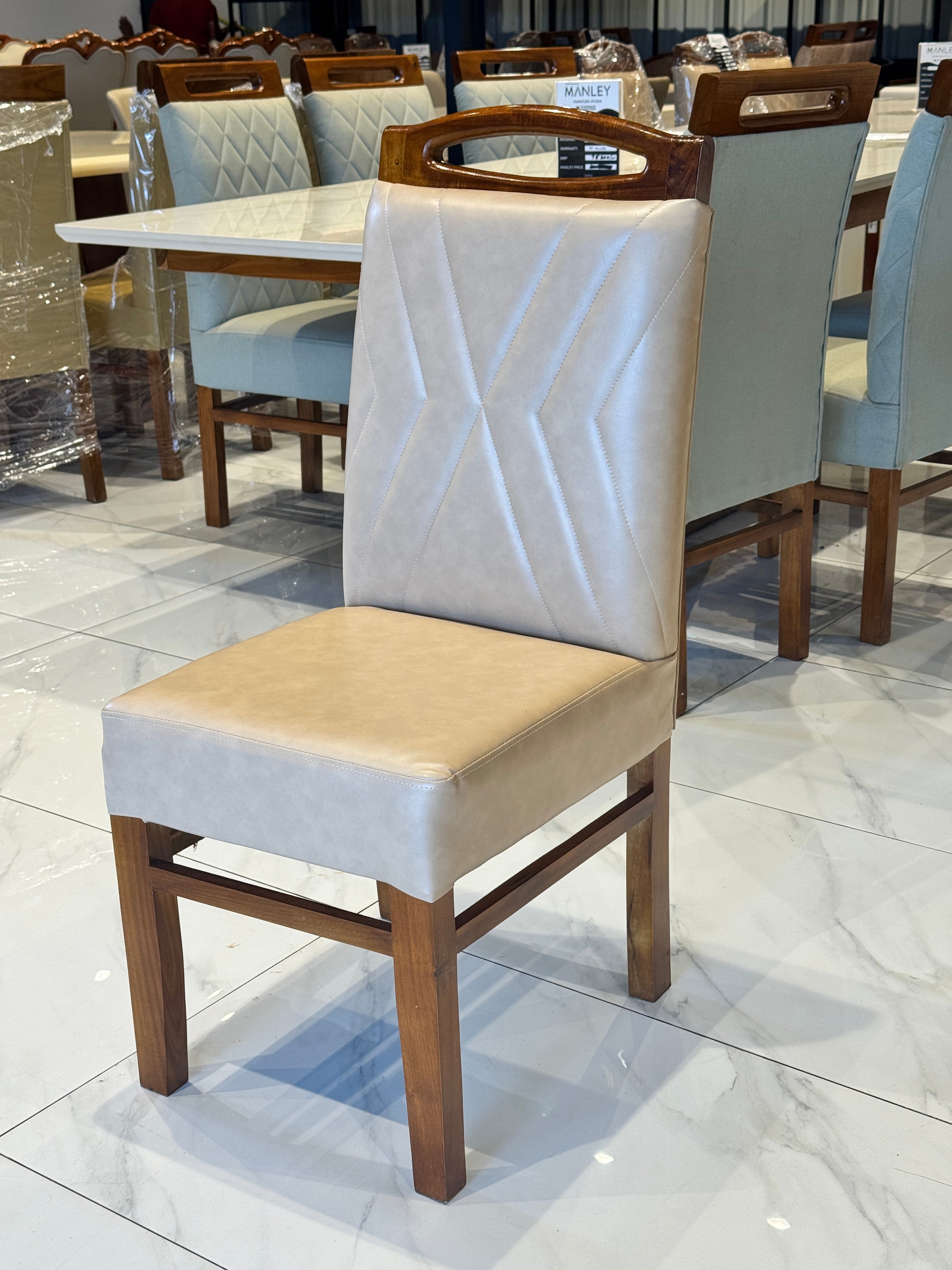 NINORAH  CHAIR | ACACIA WOOD & REXIN UPHOLSTERY | BEIGE
