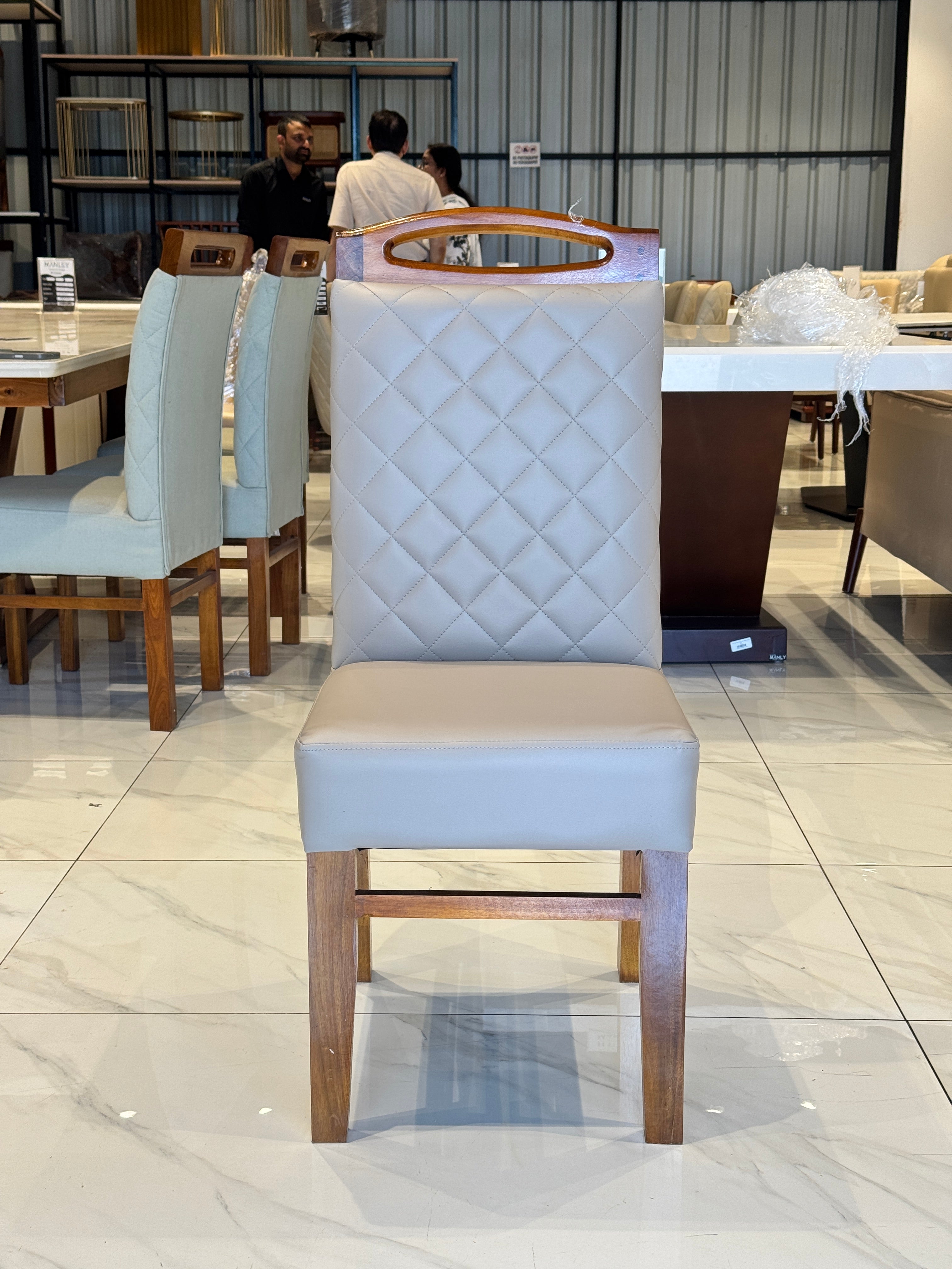 LAYSH DINING CHAIR | ACACIA WOOD & REXIN UPHOLSTERY | BEIGE