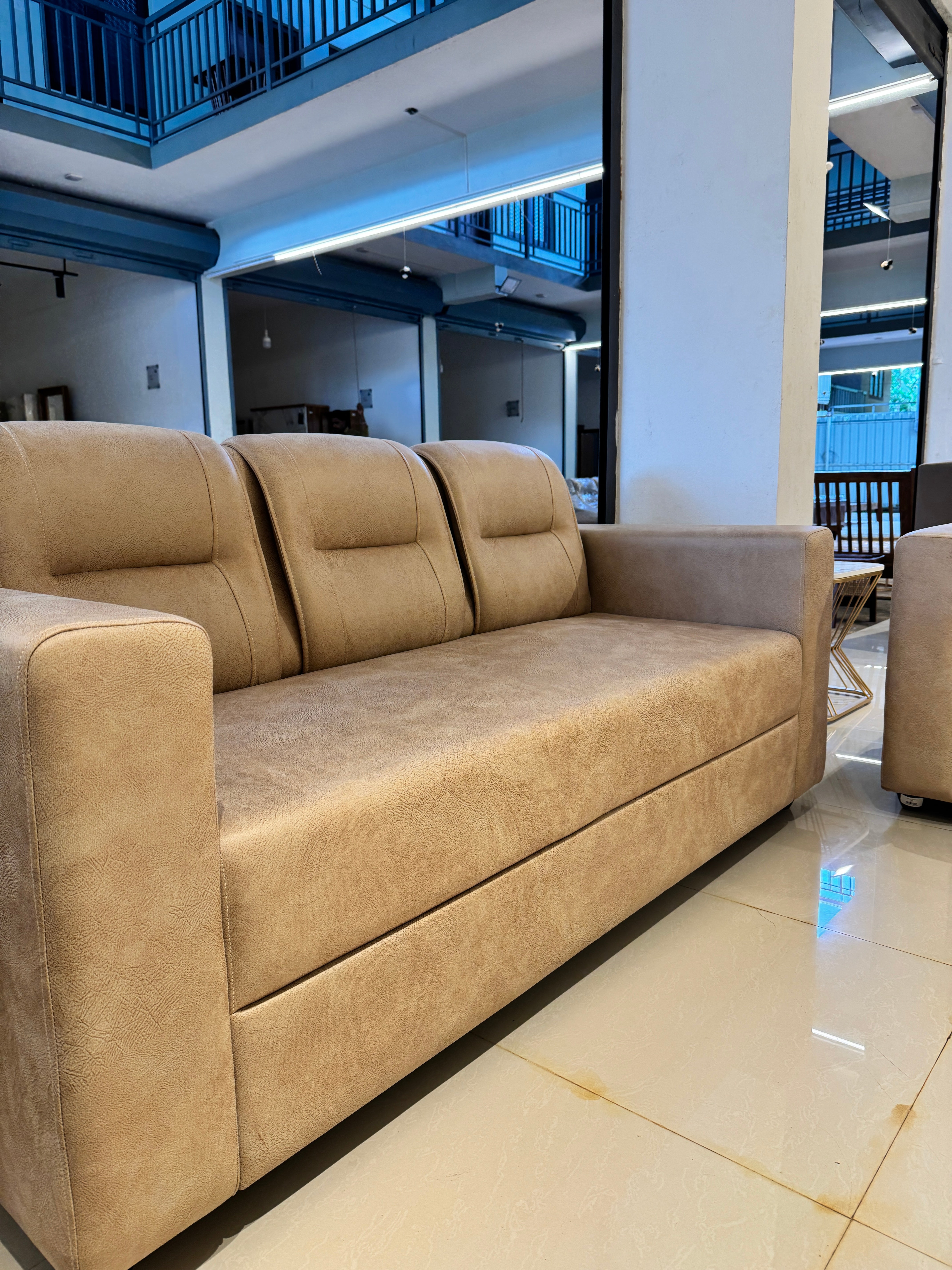 ARVO SINGLE SOFA | ACACIA WOOD & SUEDE FABRIC UPHOLSTERY