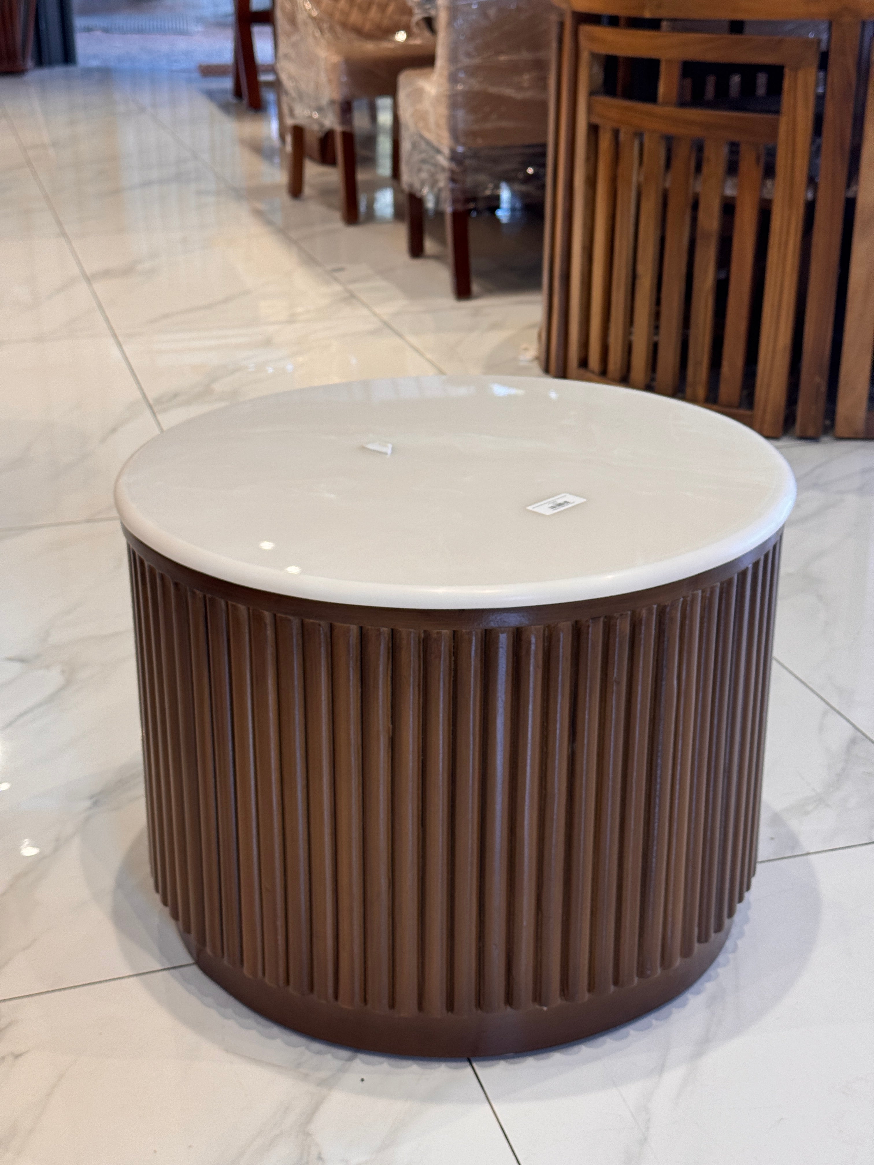 ROUNDPOT COFFEE TABLE | ACACIA WOOD & CERAMIC TOP