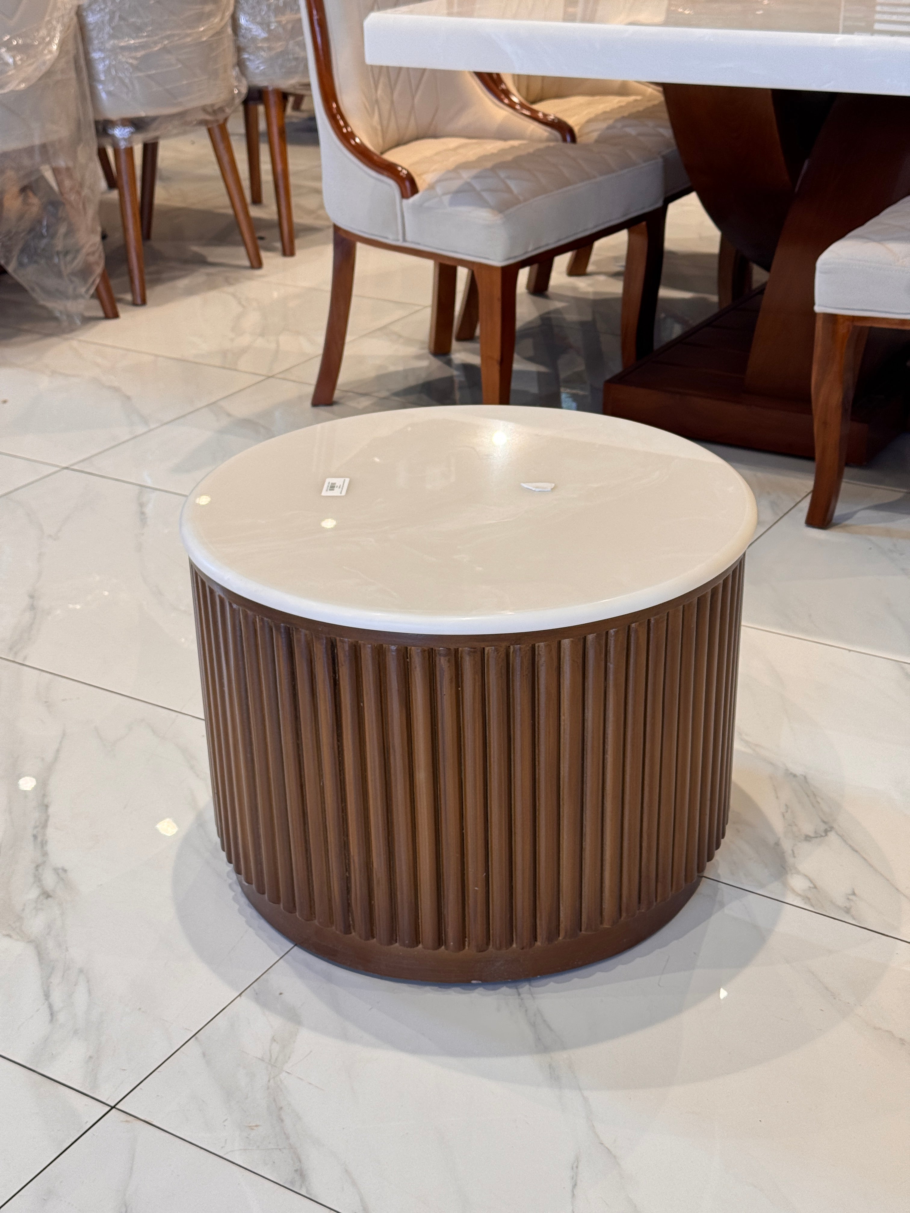 ROUNDPOT COFFEE TABLE | ACACIA WOOD & CERAMIC TOP
