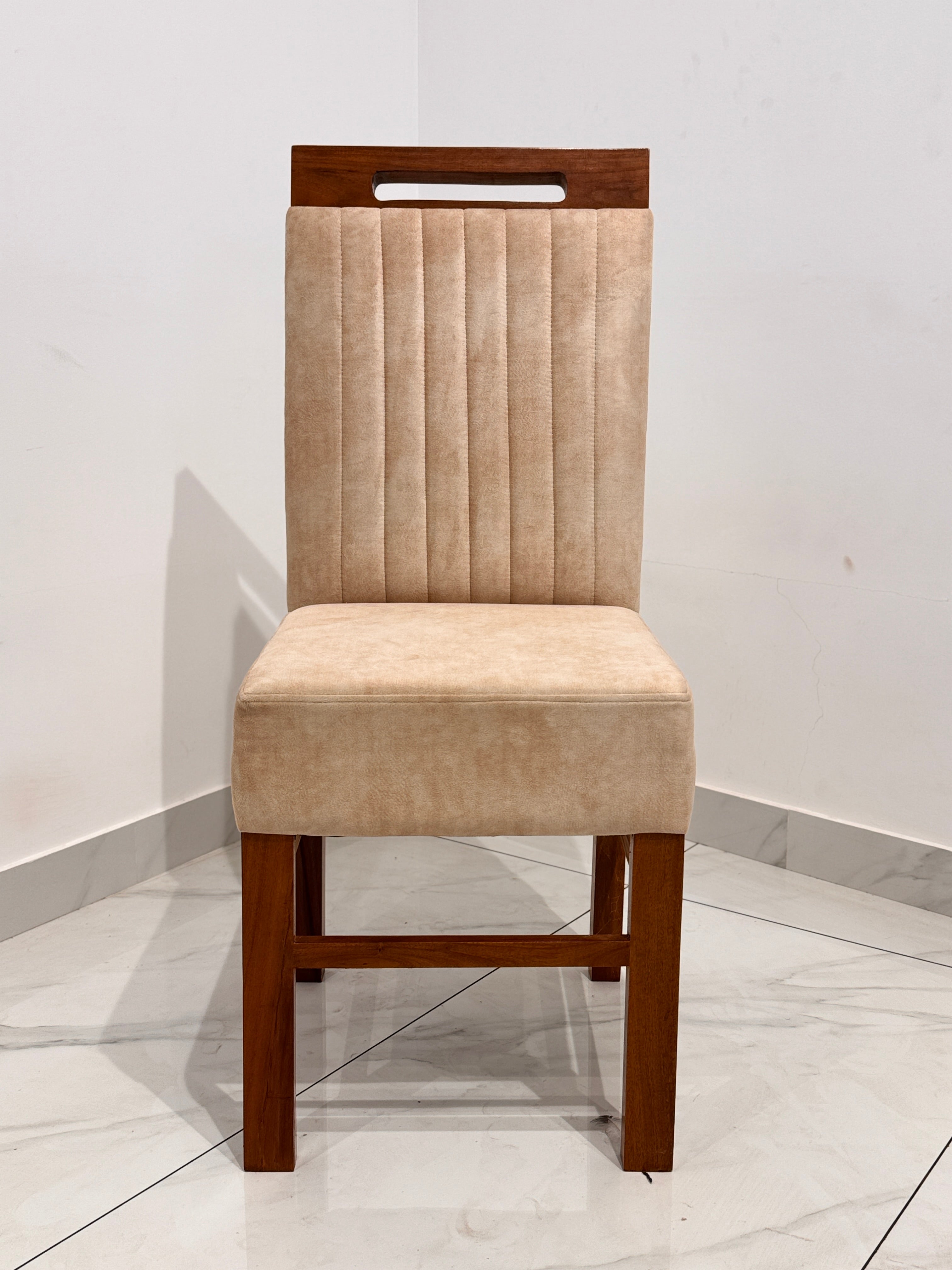 FIBERLINE DINING CHAIR | MAHOGANY WOOD & FABRIC