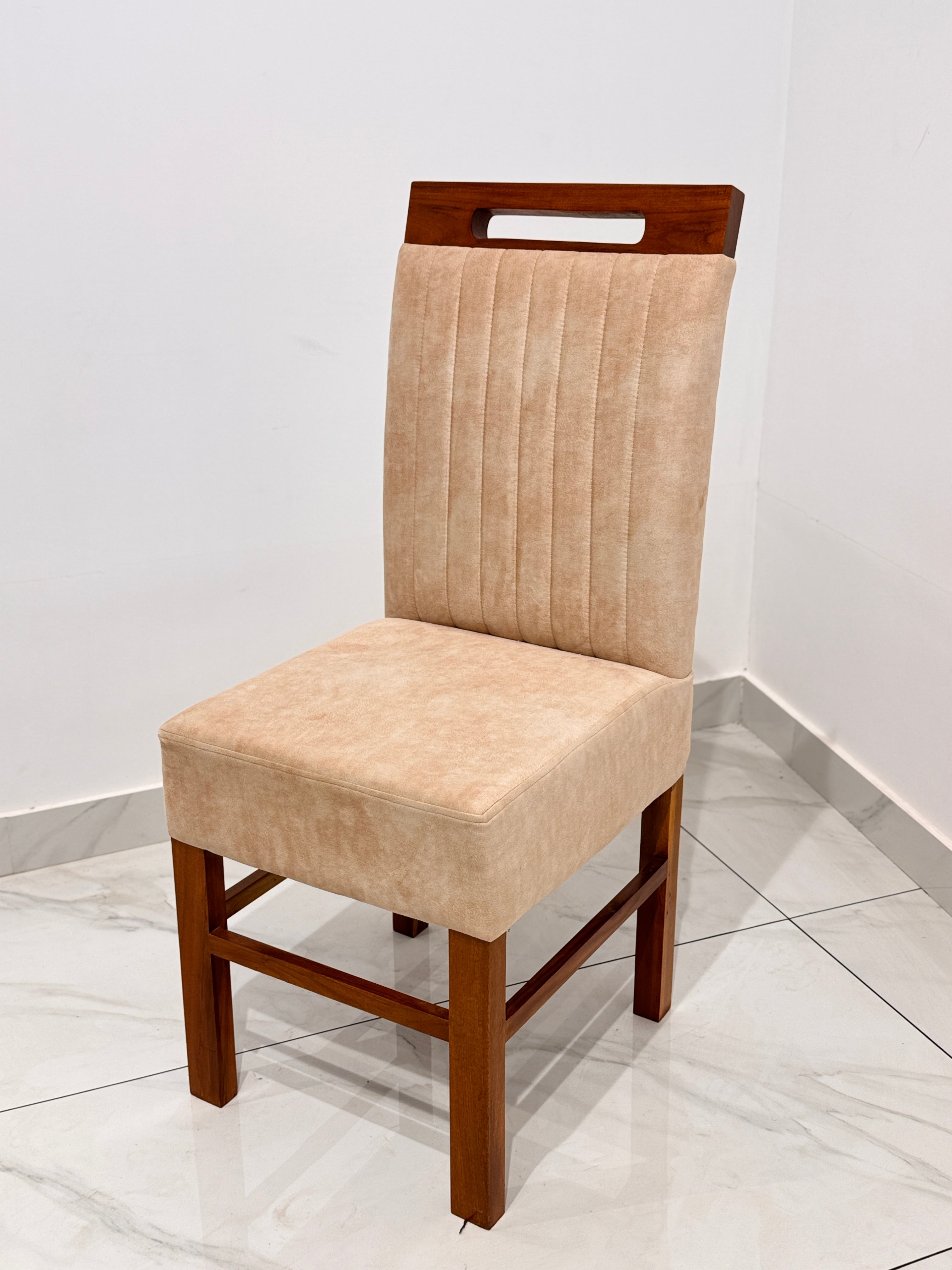 FIBERLINE DINING CHAIR | MAHOGANY WOOD & FABRIC
