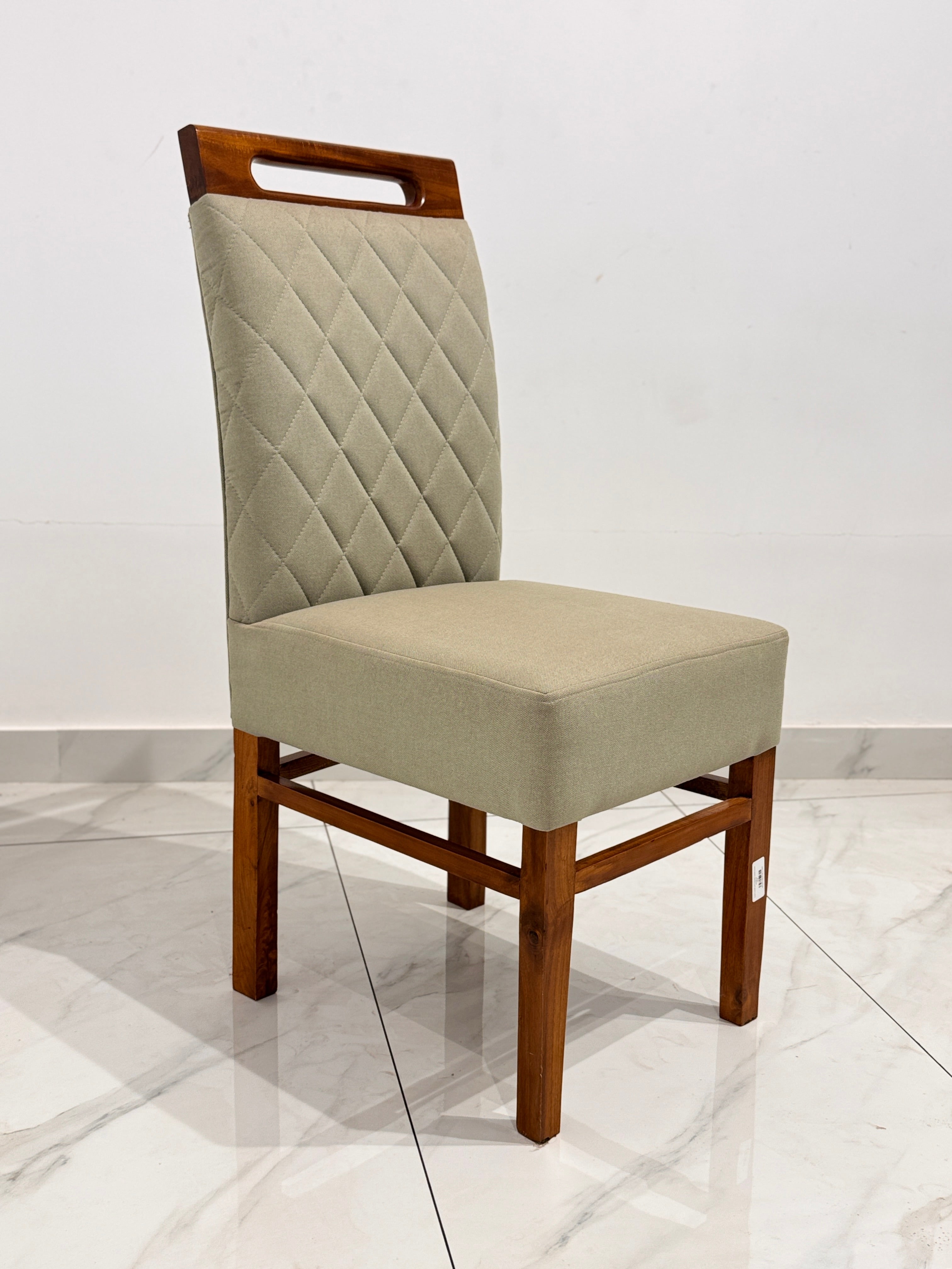 GREENISH DINING CHAIR | MAHOGANY WOOD & FABRIC | GREEN