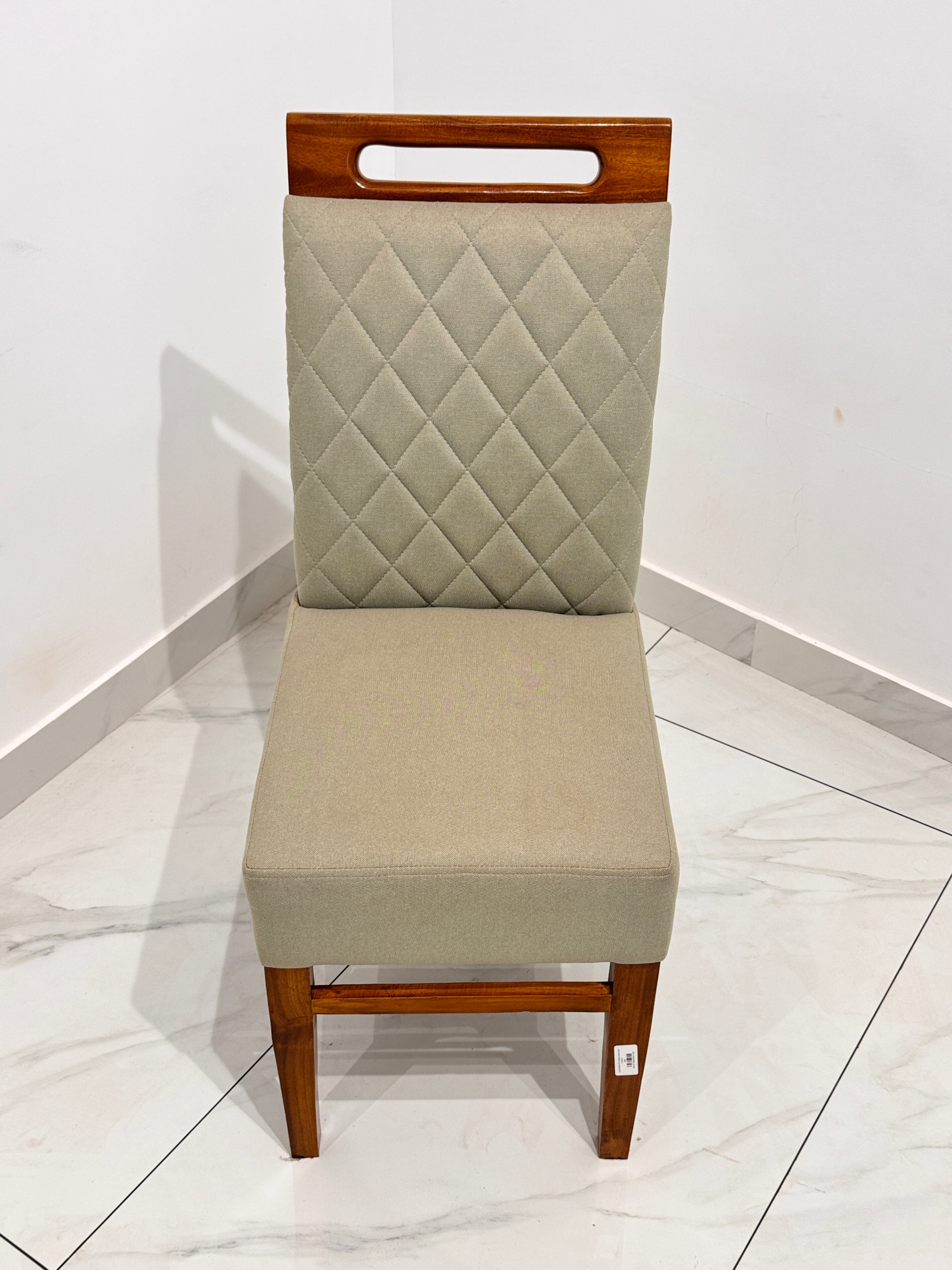 GREENISH DINING CHAIR | MAHOGANY WOOD & FABRIC | GREEN