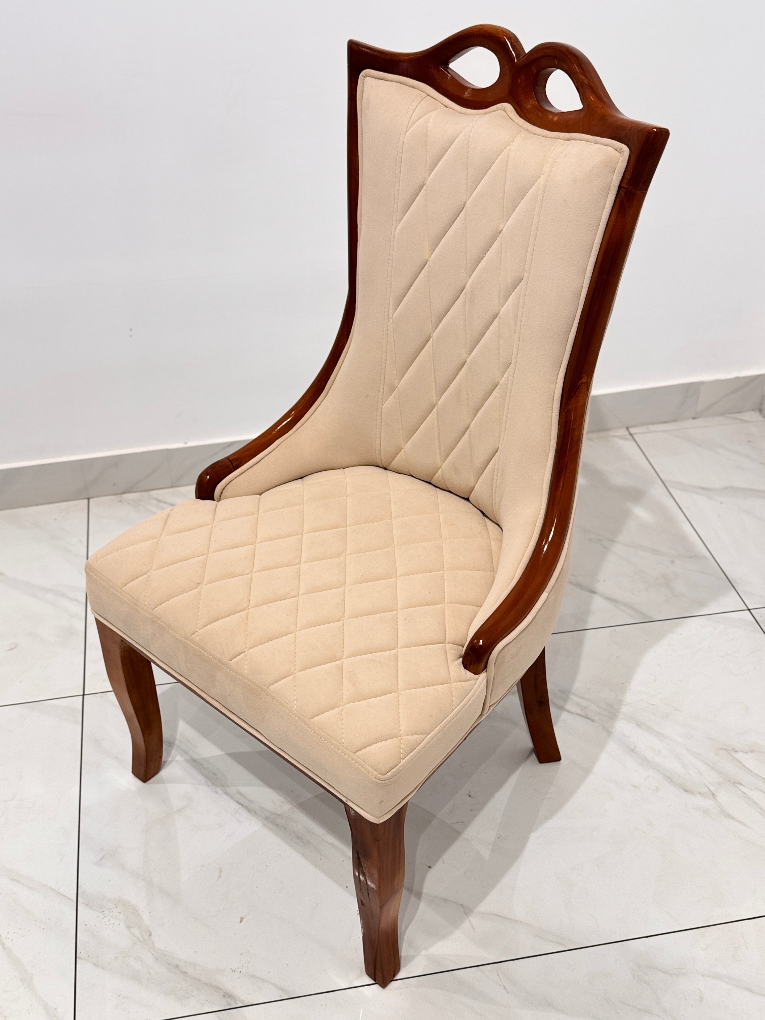 EYE DINING CHAIR | MAHOGANY WOOD & FABRIC | BEIGE