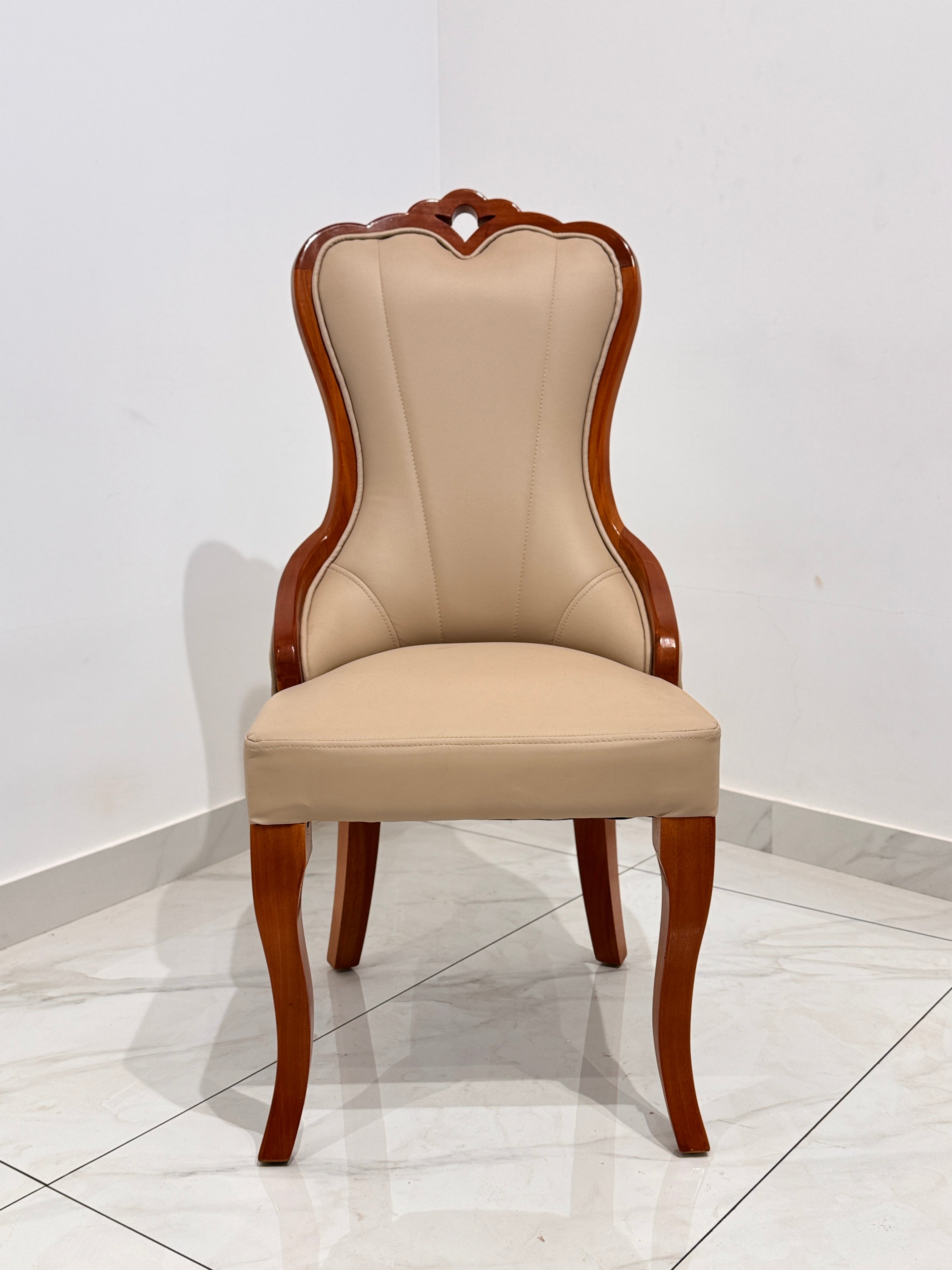 LOTUS DINING CHAIR | MAHOGANY & REXIN UPHOLSTERY