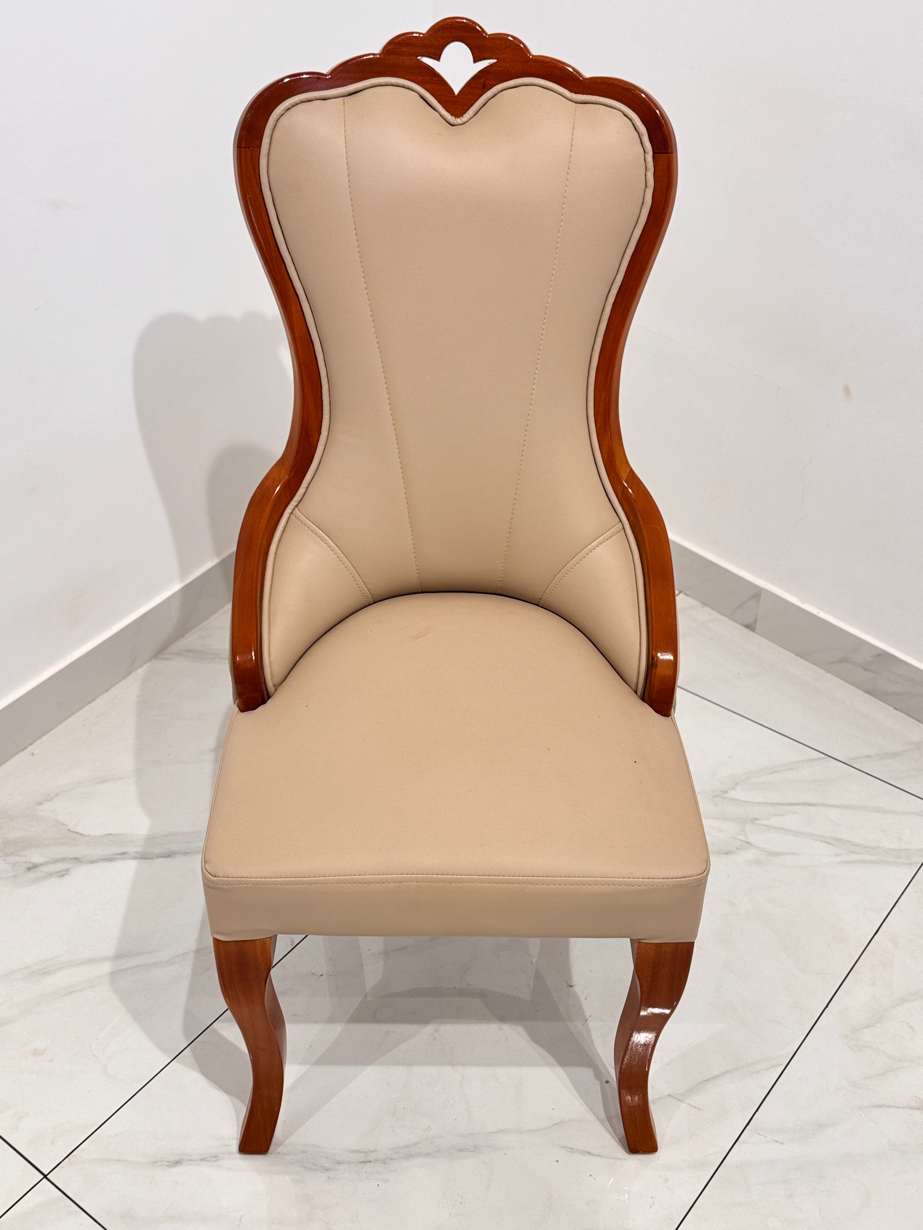 LOTUS DINING CHAIR | MAHOGANY & REXIN UPHOLSTERY