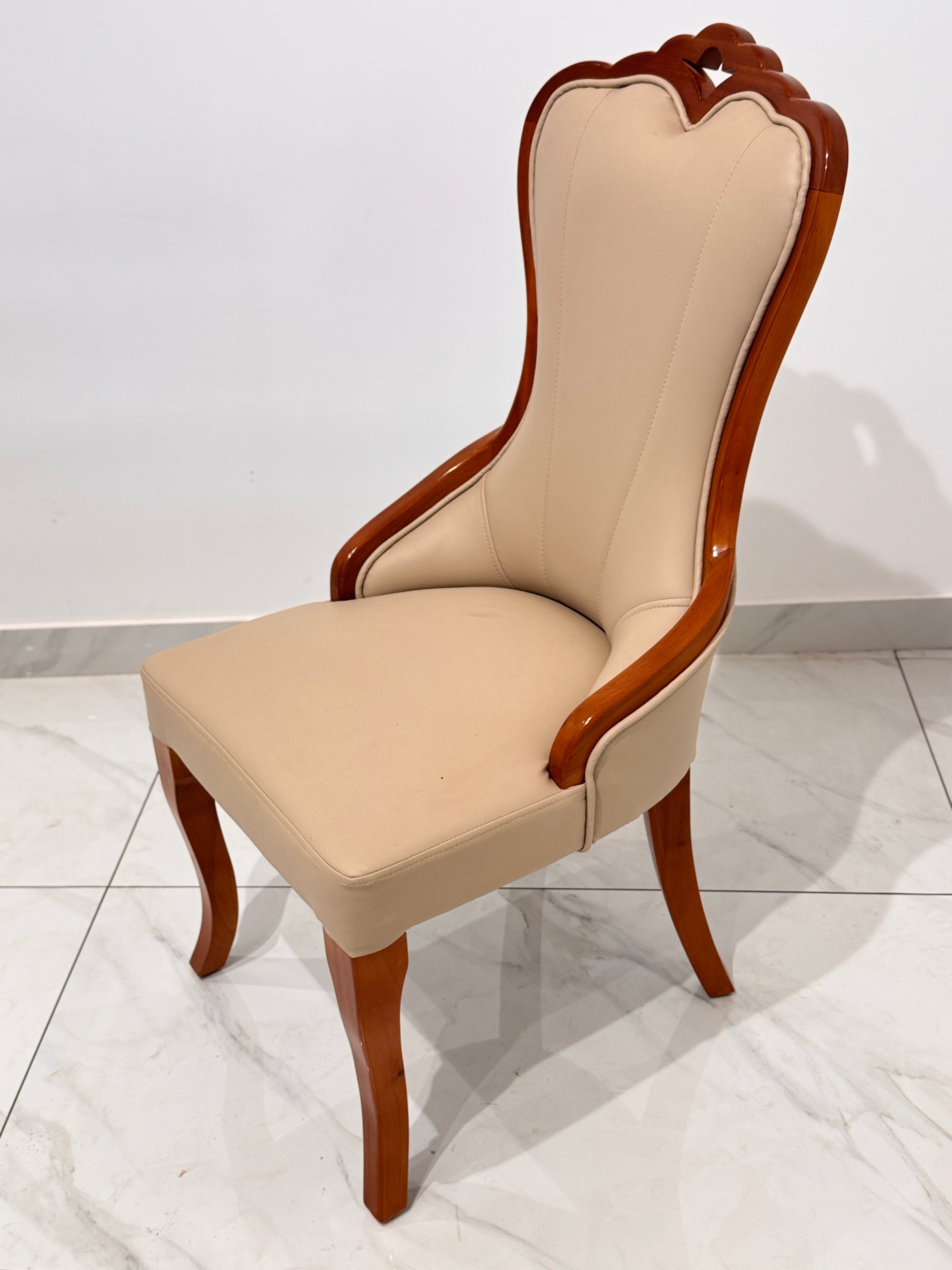 LOTUS DINING CHAIR | MAHOGANY & REXIN UPHOLSTERY