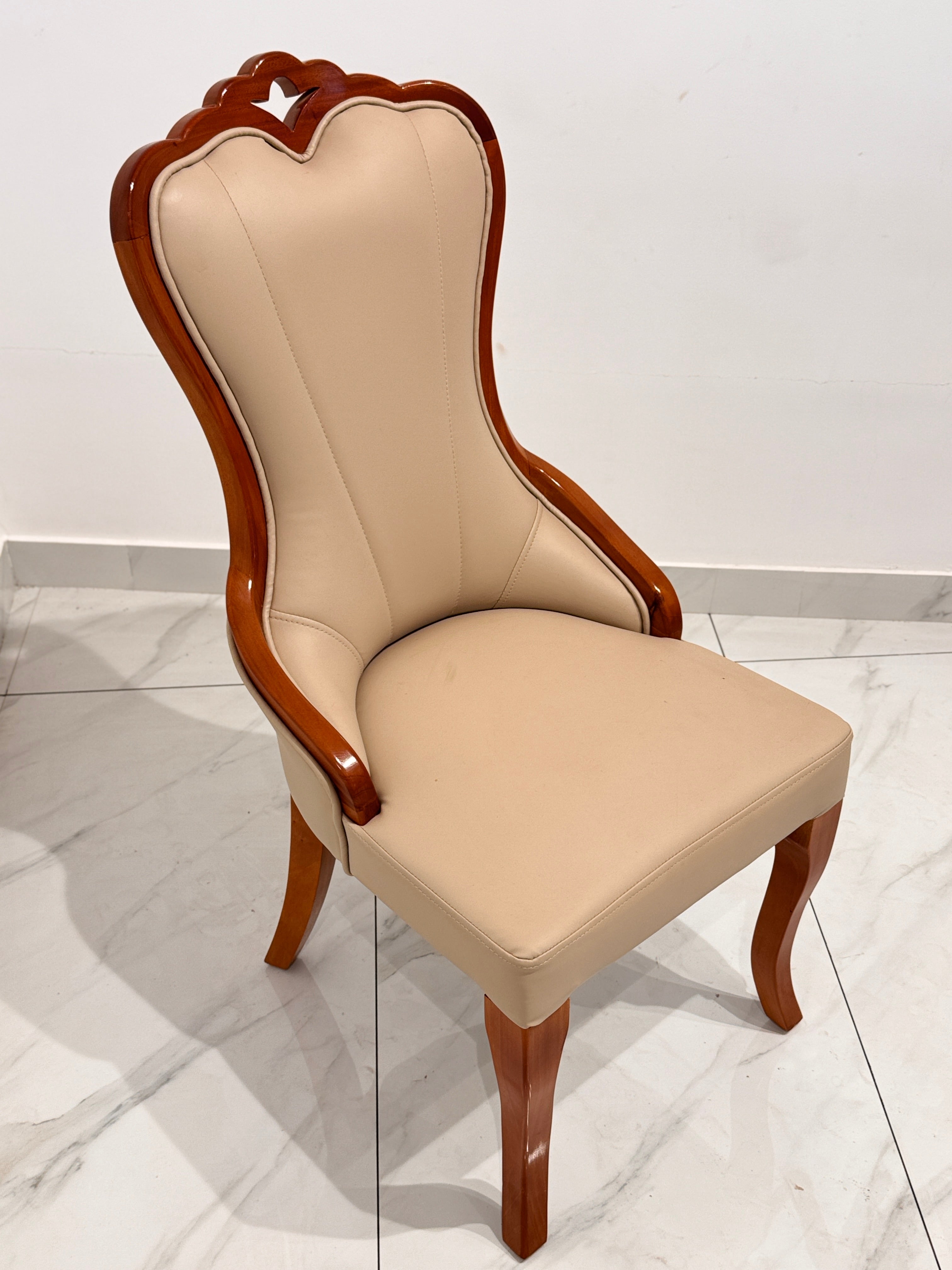 LOTUS DINING CHAIR | MAHOGANY & REXIN UPHOLSTERY