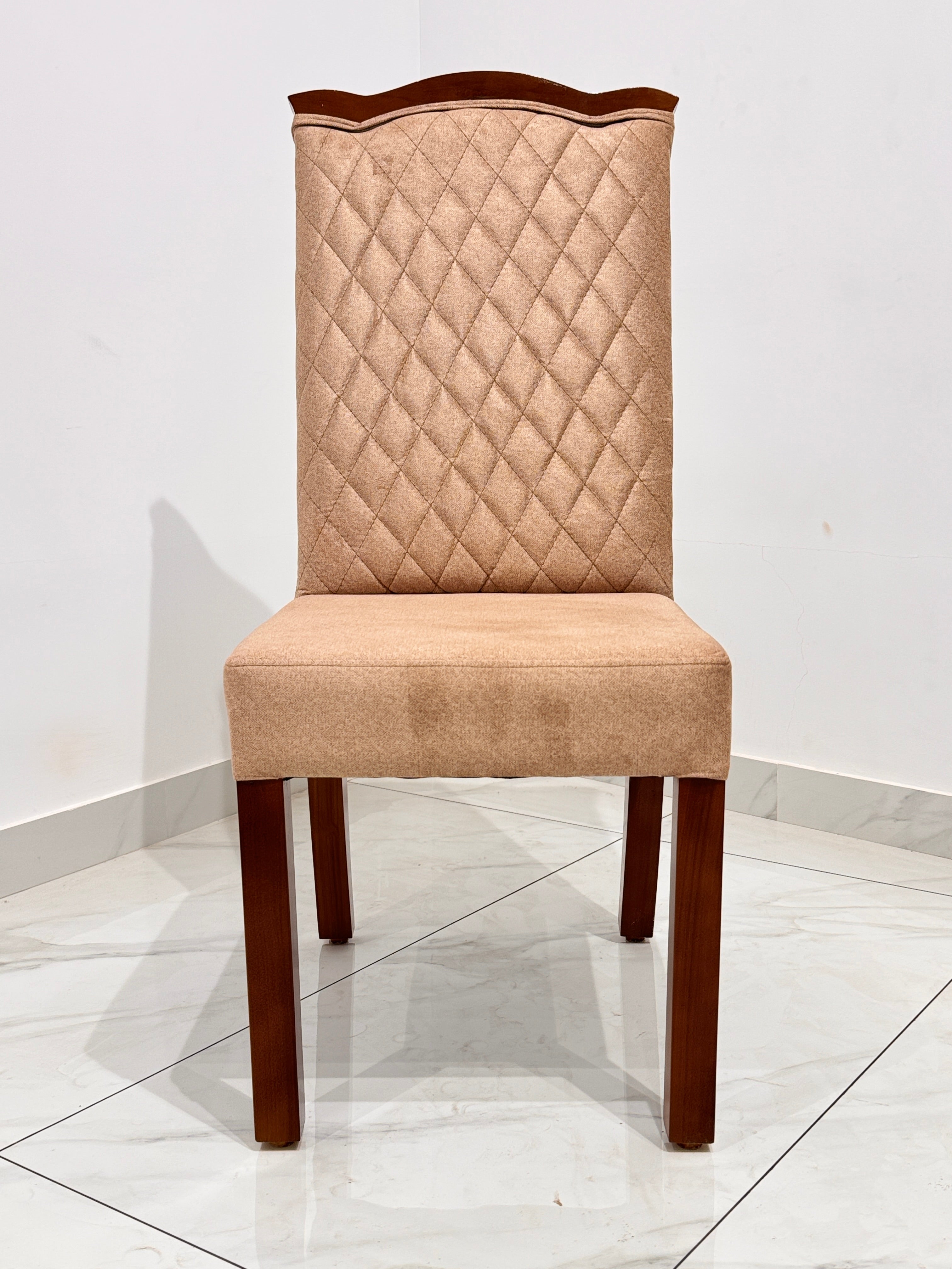 NEEB CHAIR | MAHOGANY WOOD & FABRIC | DARK BEIGE