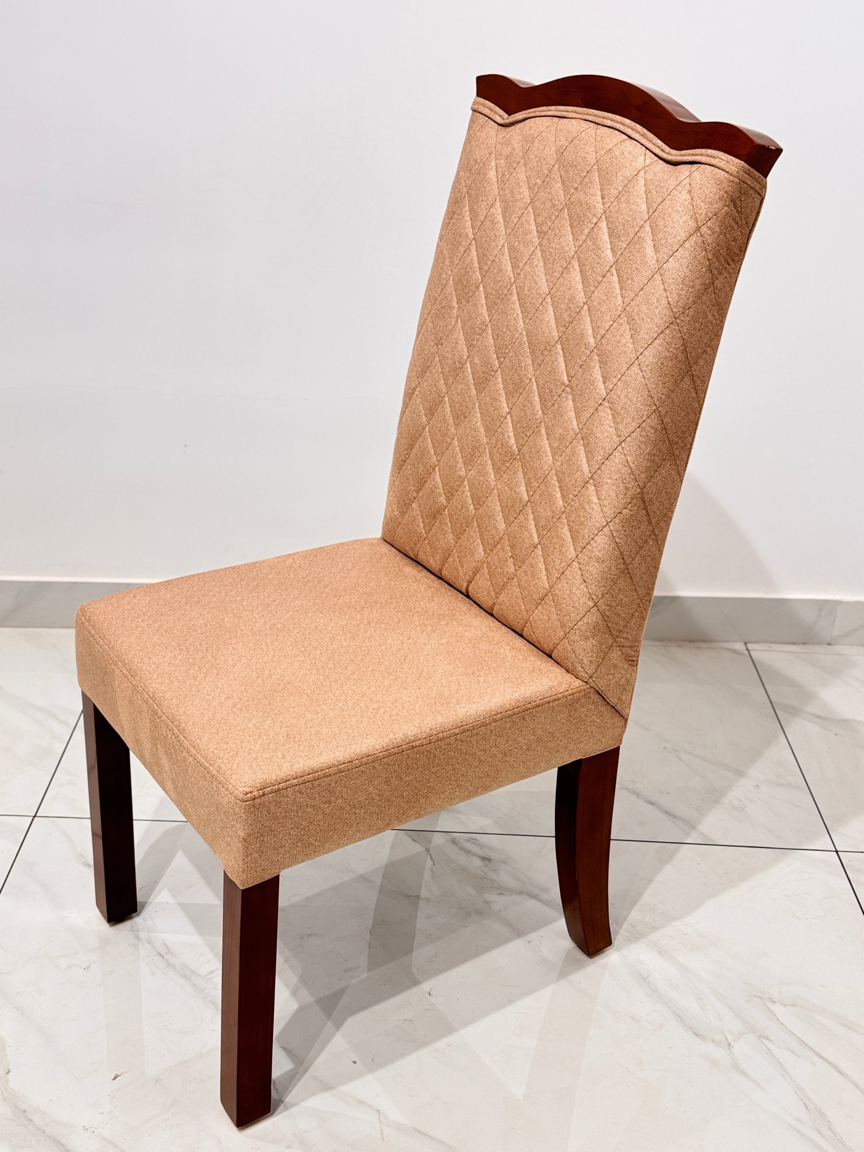 NEEB CHAIR | MAHOGANY WOOD & FABRIC | DARK BEIGE