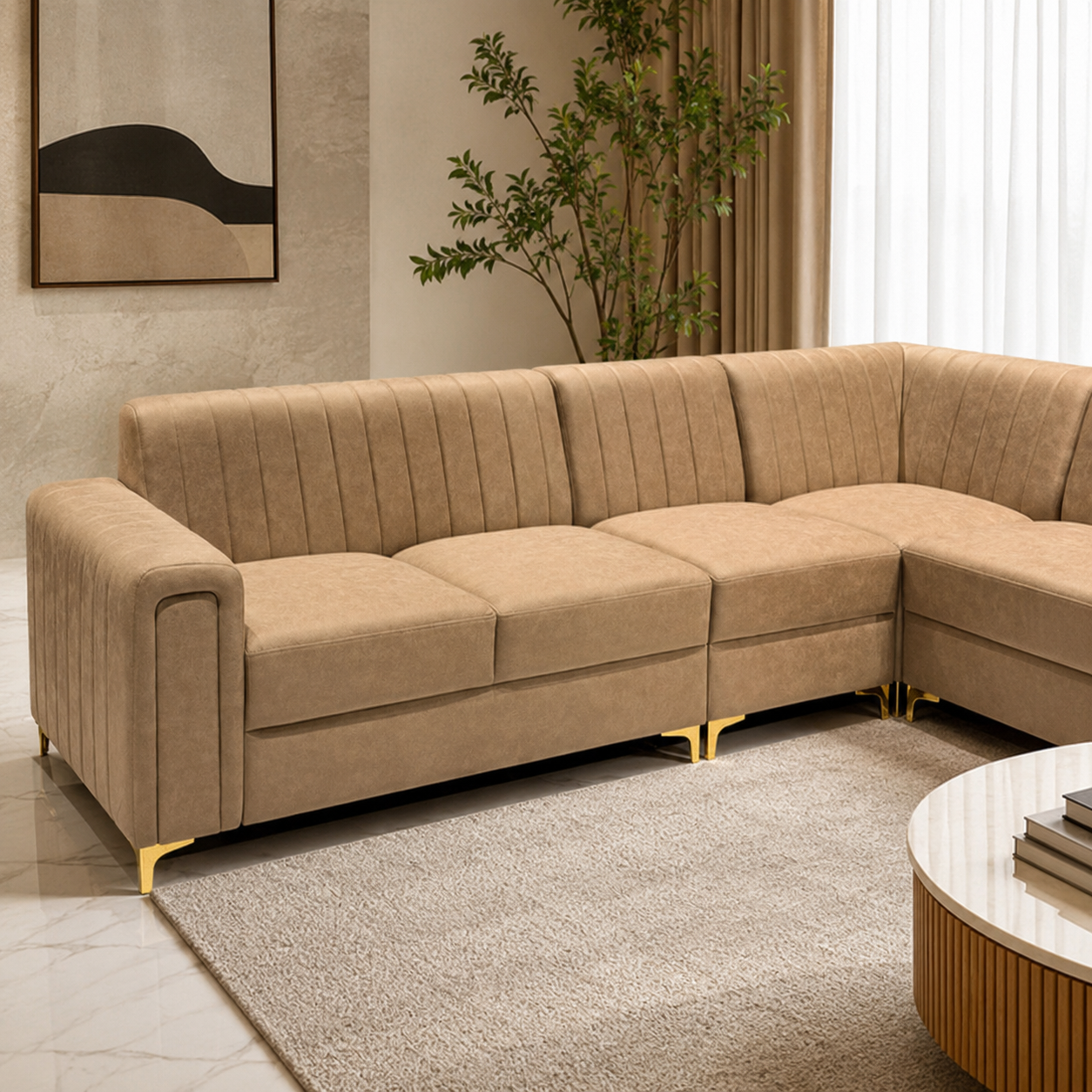 Boxer 3+2 Corner Sofa– Fabric Beige