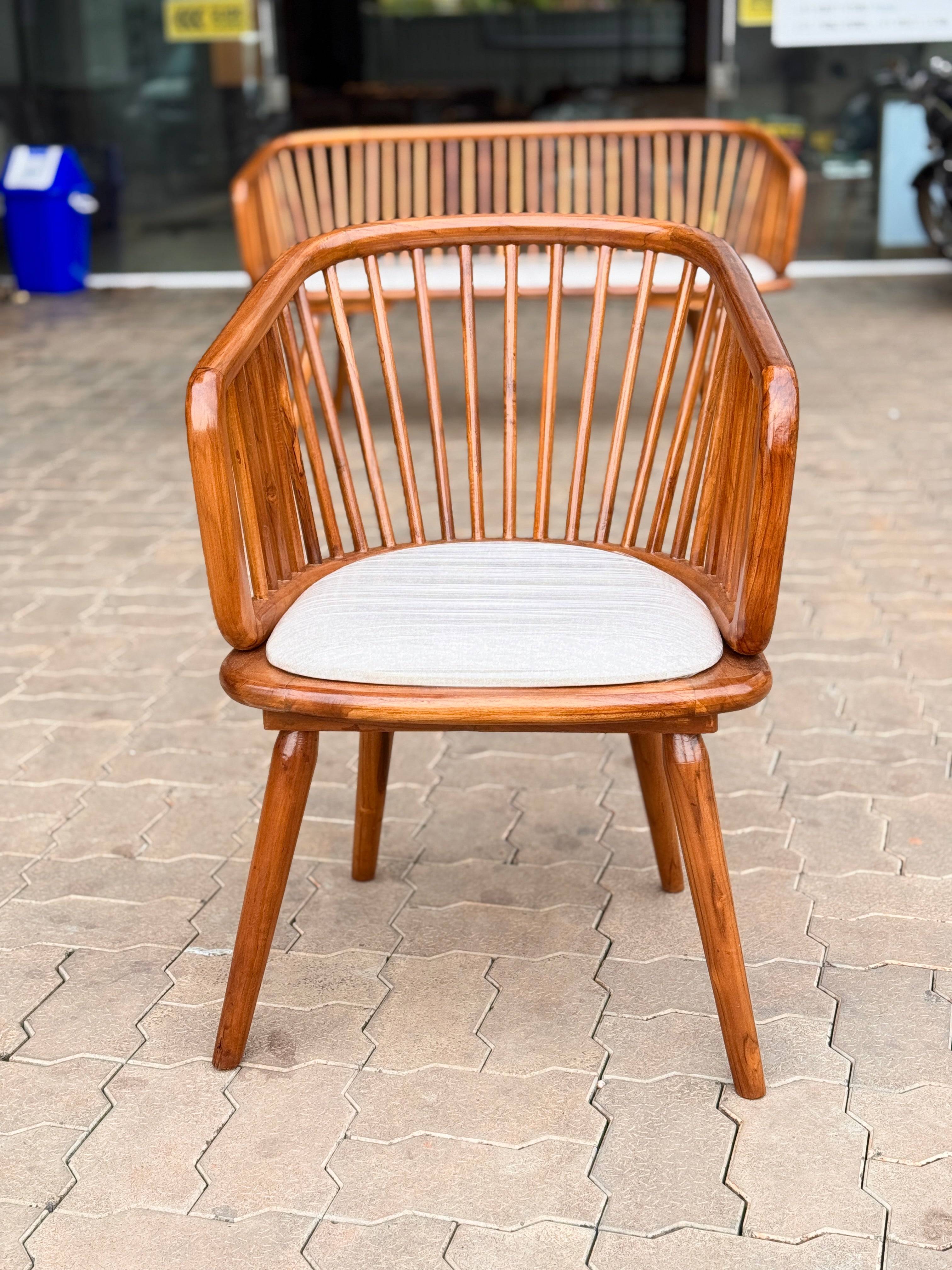 CRETA 3+1+1 SOFASET – TEAK WOOD WITH FABRIC CUSSION