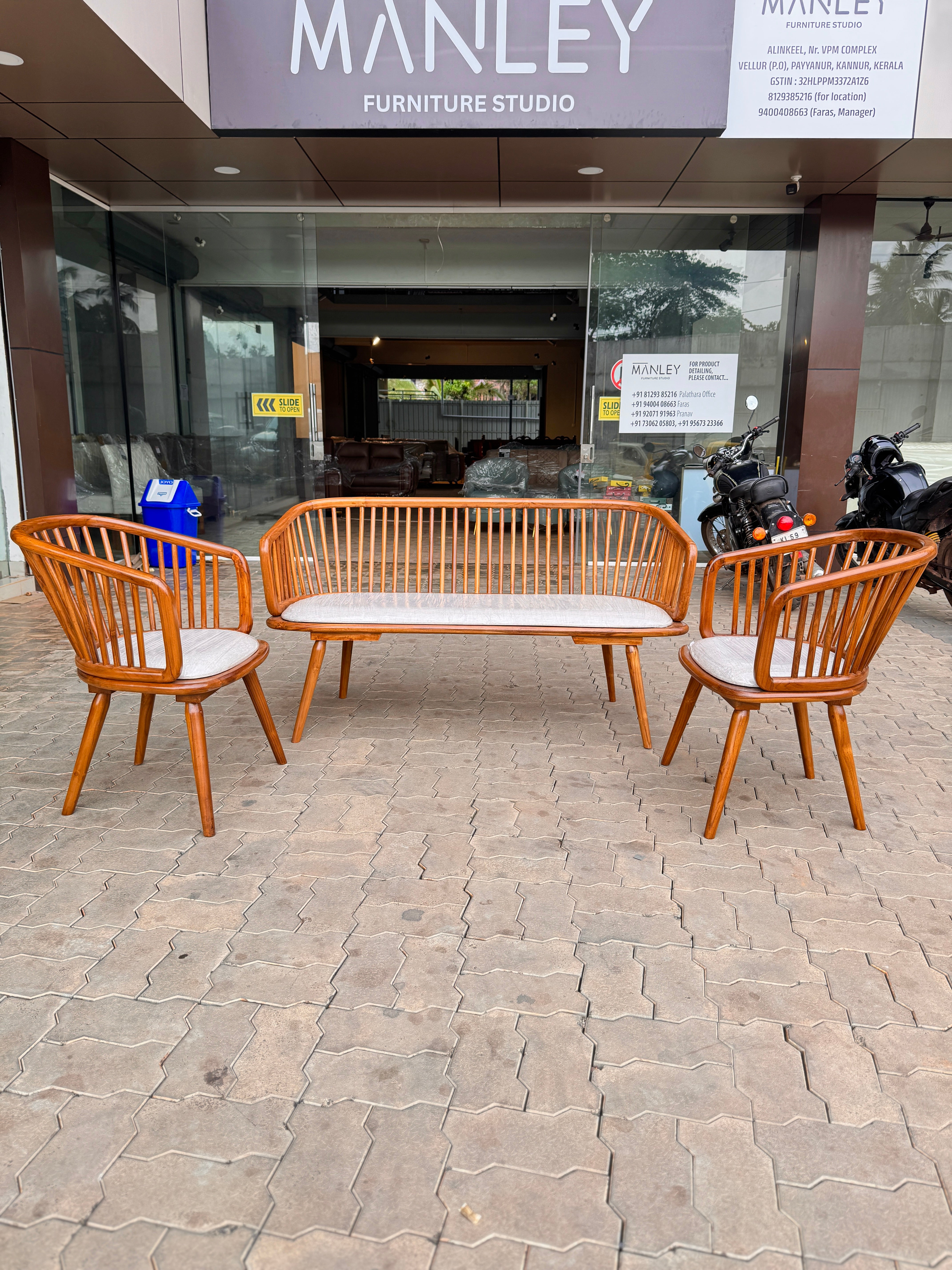 CRETA 3+1+1 SOFASET – TEAK WOOD WITH FABRIC CUSSION