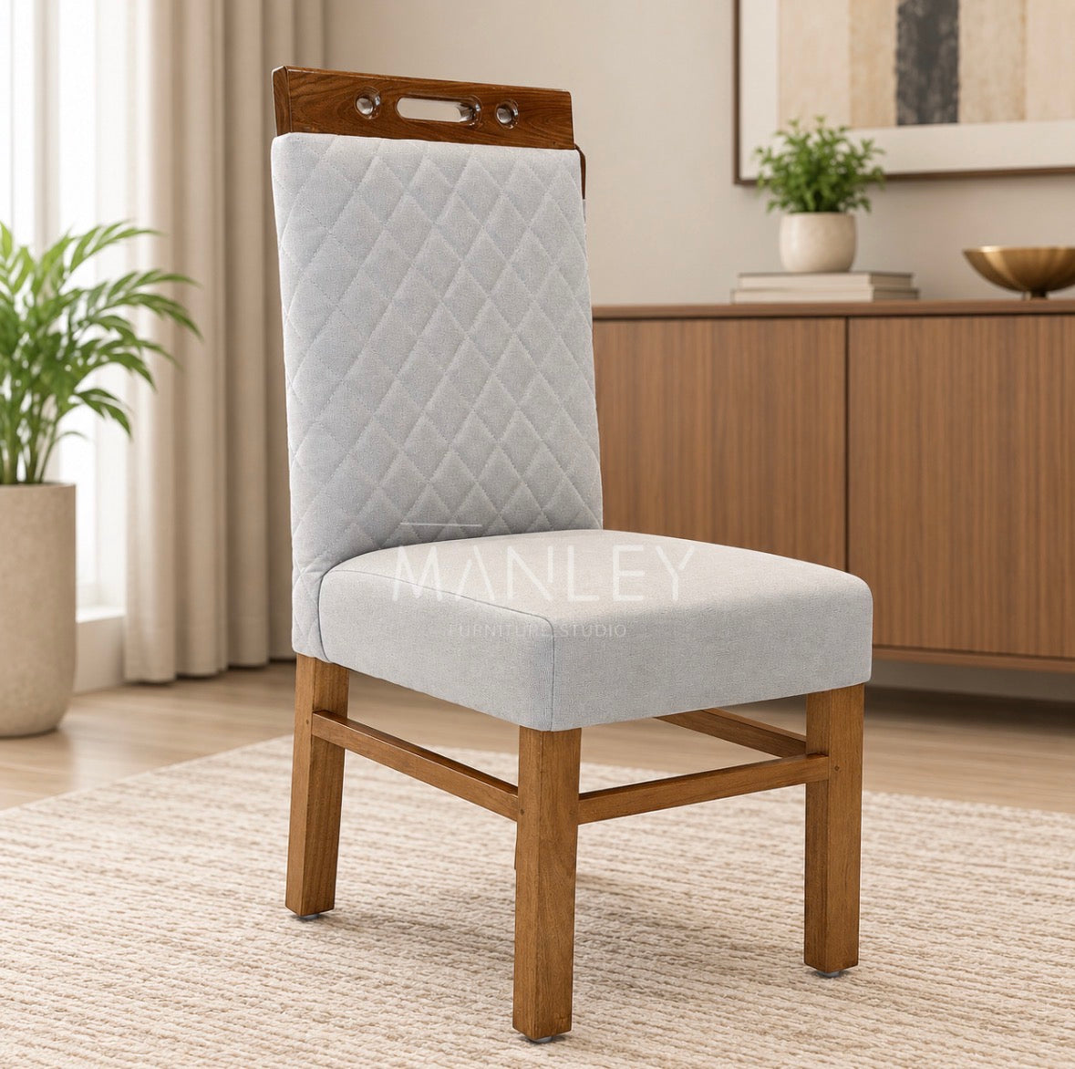 LINEA CHAIR TREATED MAHAGONY SUED FABRIC