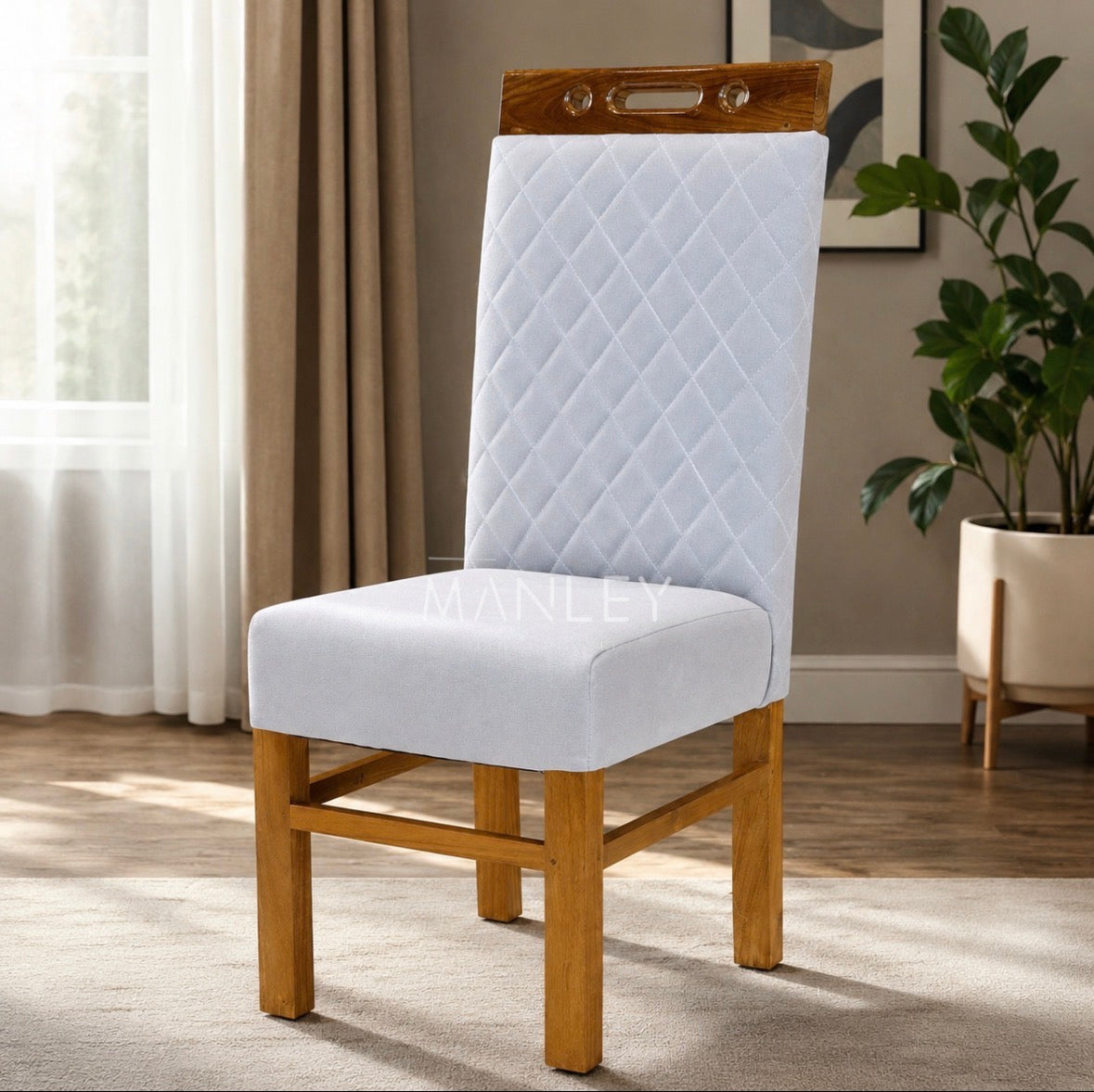 LINEA CHAIR TREATED MAHAGONY SUED FABRIC