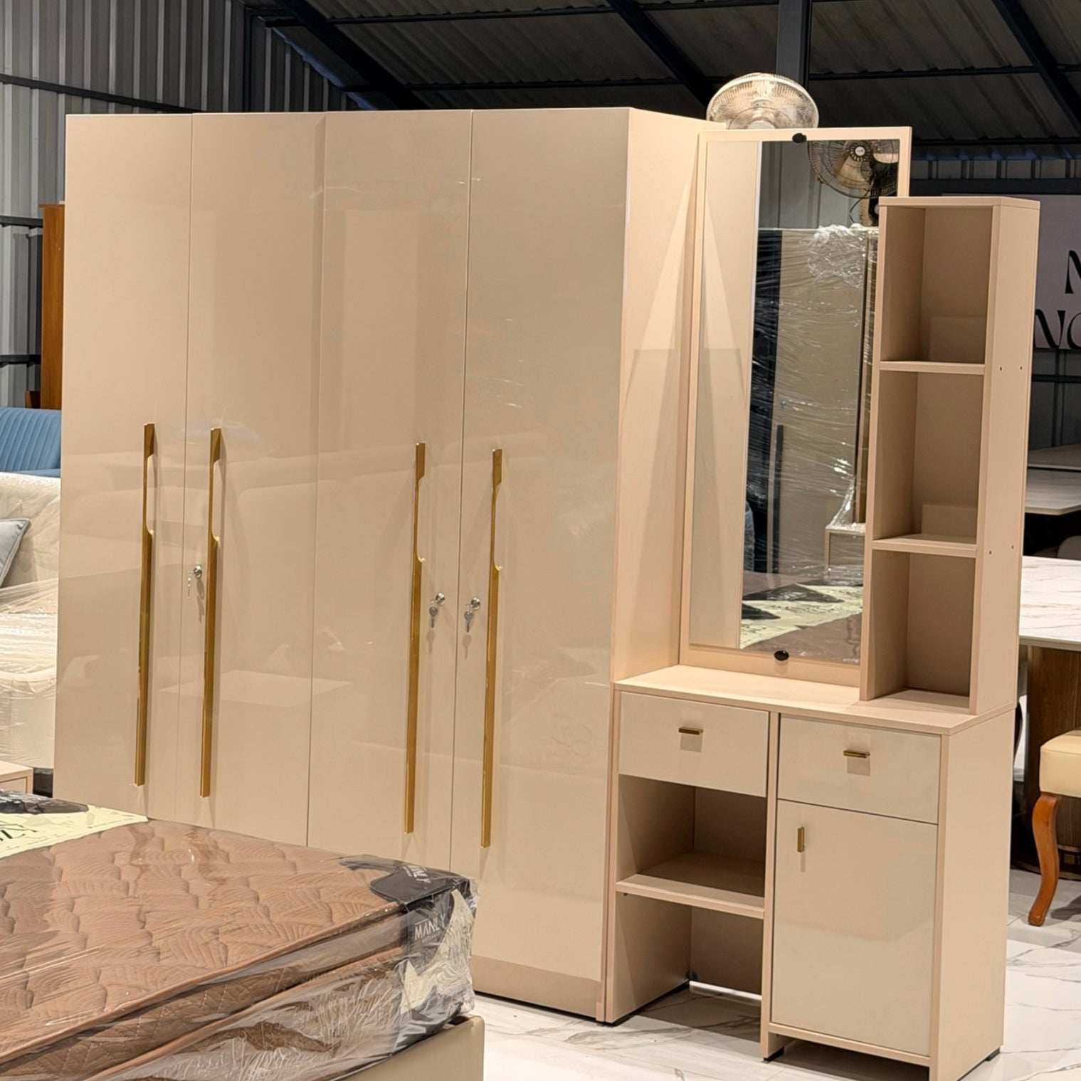 Ivory Bedroom Set – Cot, Wardrobe, Dressing Table & Side Box