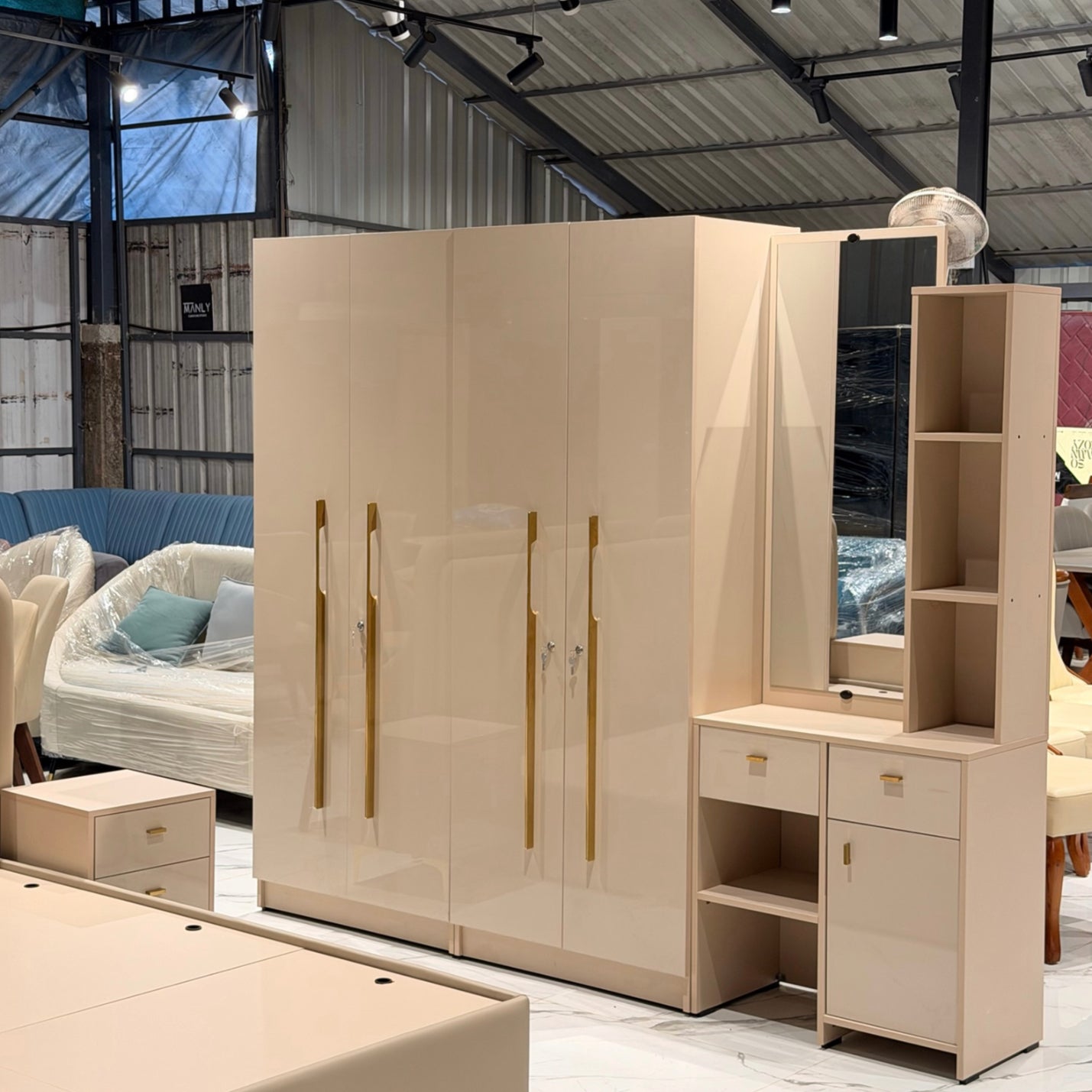 Ivory Bedroom Set – Cot, Wardrobe, Dressing Table & Side Box