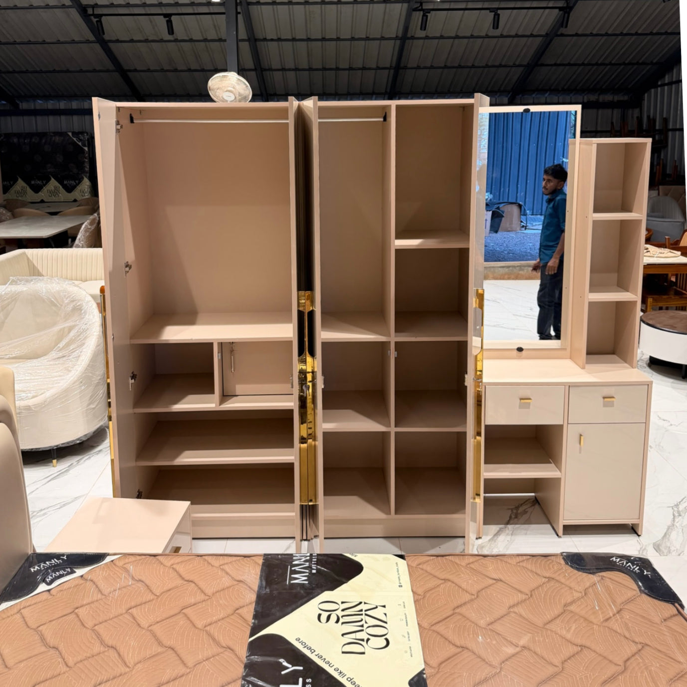 Ivory Bedroom Set – Cot, Wardrobe, Dressing Table & Side Box