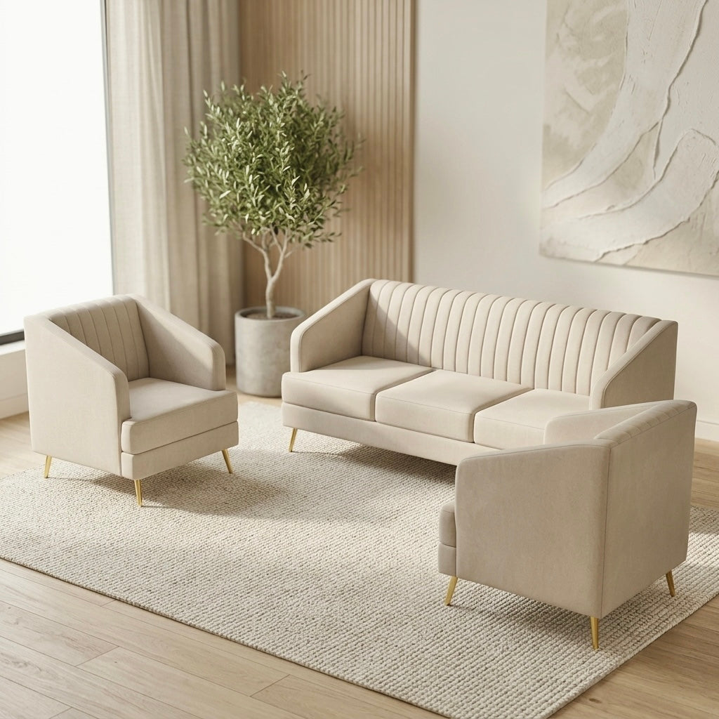 ARM ROYAL 3+1+1 SET-ACACIA WOOD AND FABRIC