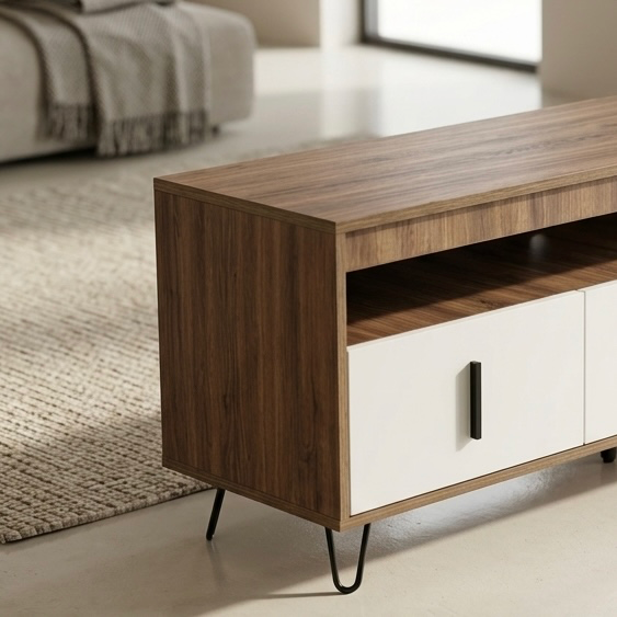 Tv Units – Solid Wood Off White And Dark Cream
