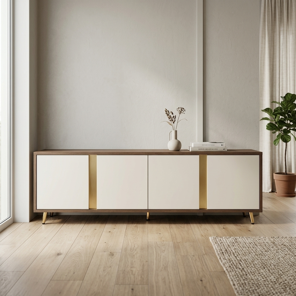 Tv Units – Solid Wood Off White And Dark Cream