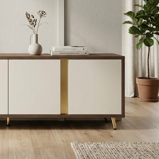 Tv Units – Solid Wood Off White And Dark Cream