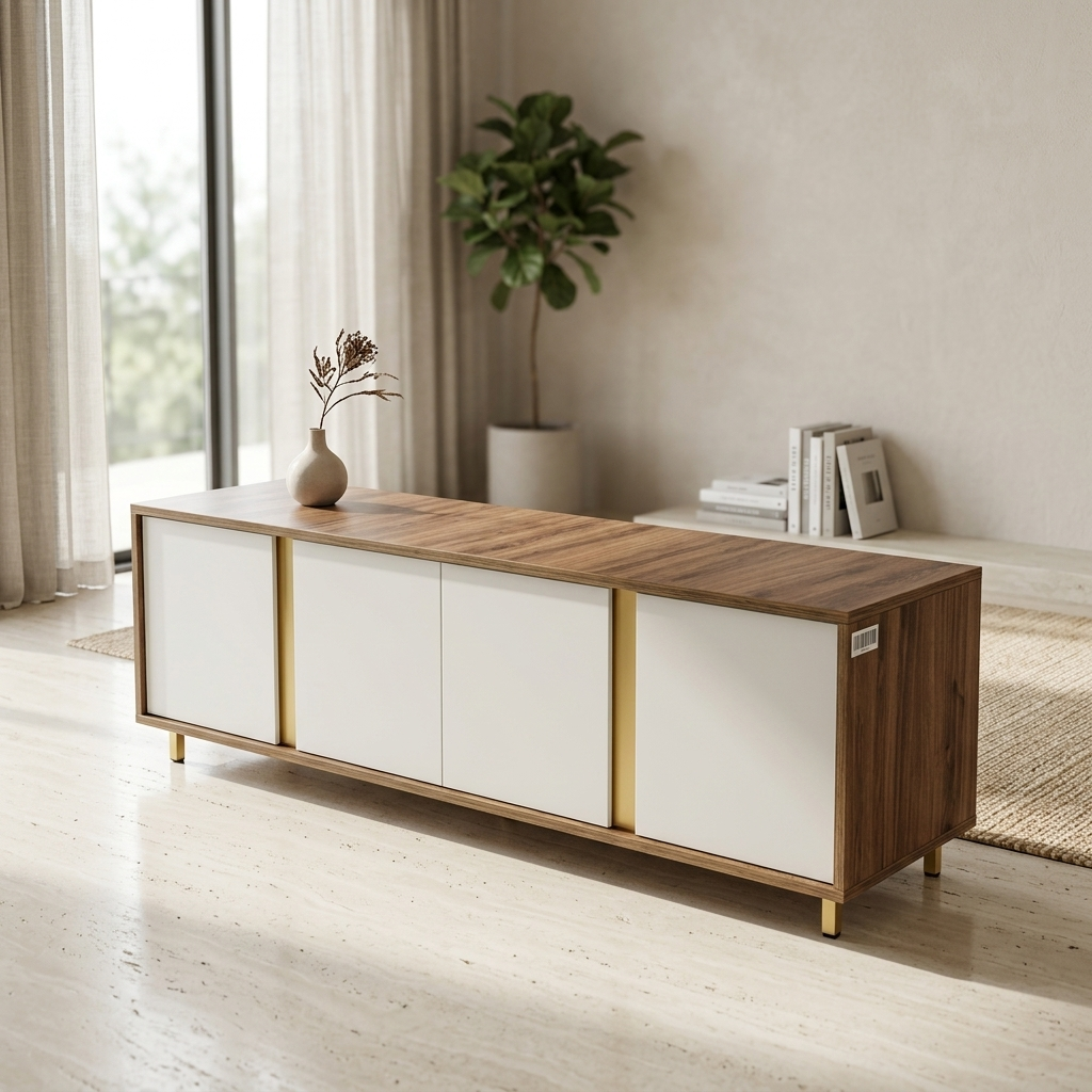 Tv Units – Solid Wood Off White And Dark Cream