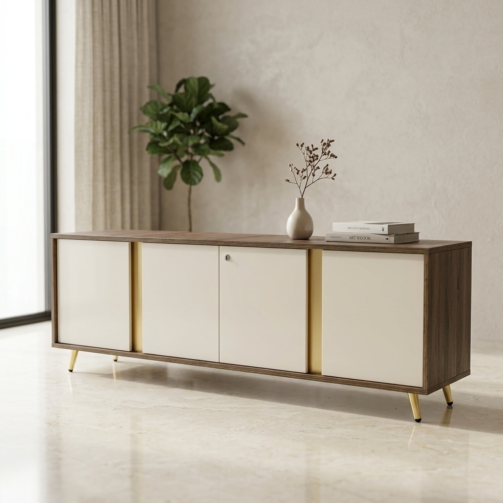 Tv Units – Solid Wood Off White And Dark Cream