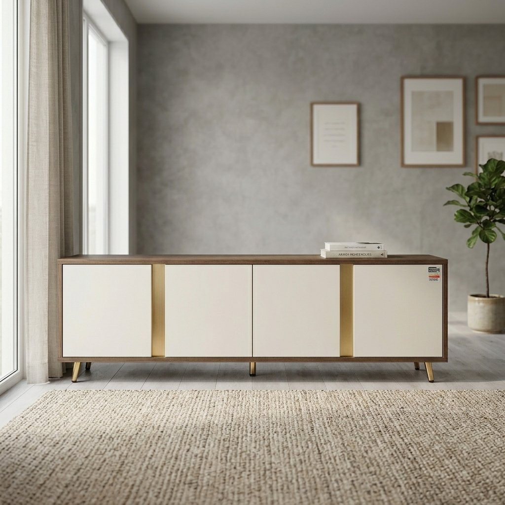 Tv Units – Solid Wood Off White And Dark Cream