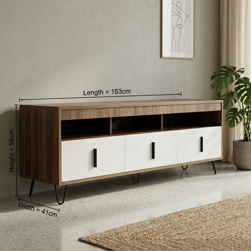 Tv Units – Solid Wood Off White And Dark Cream