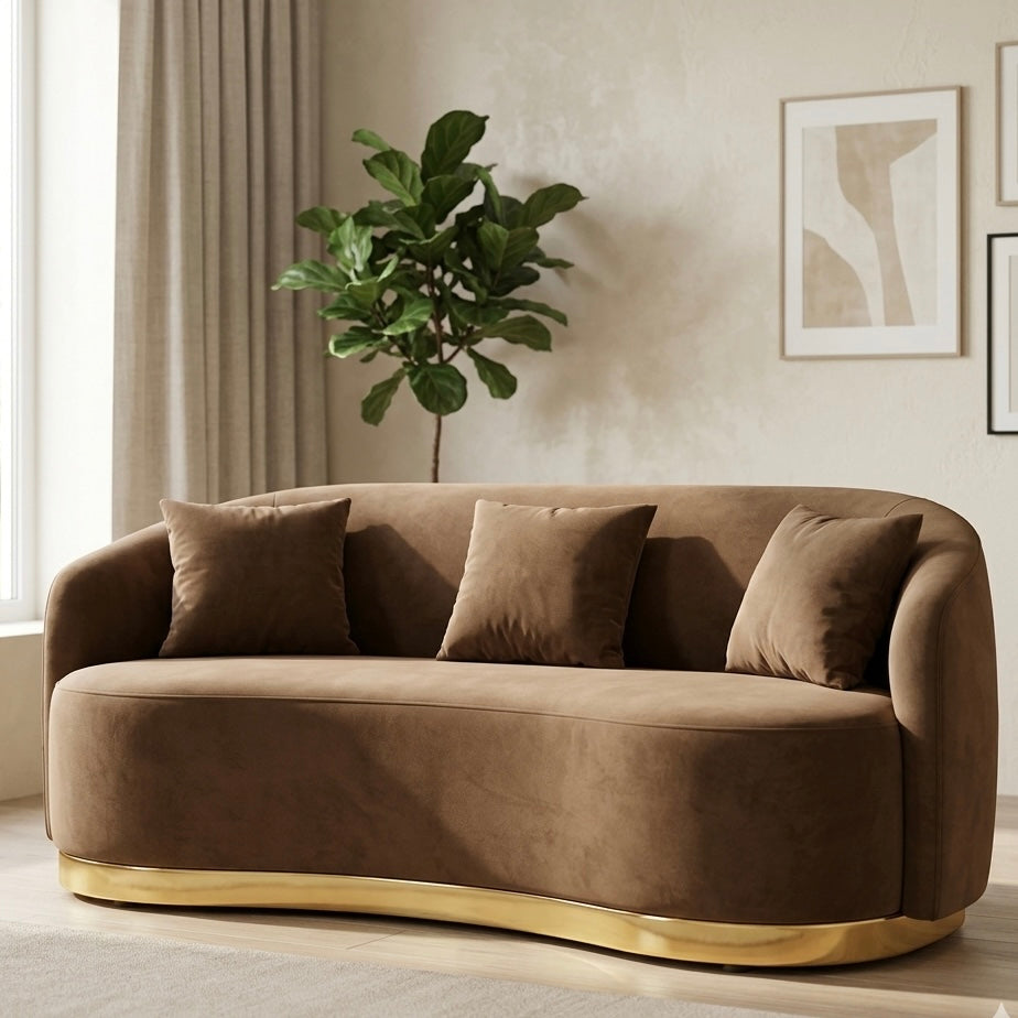 BROWNISH 3+3 SOFA SET | ACACIA WOOD & FABRIC