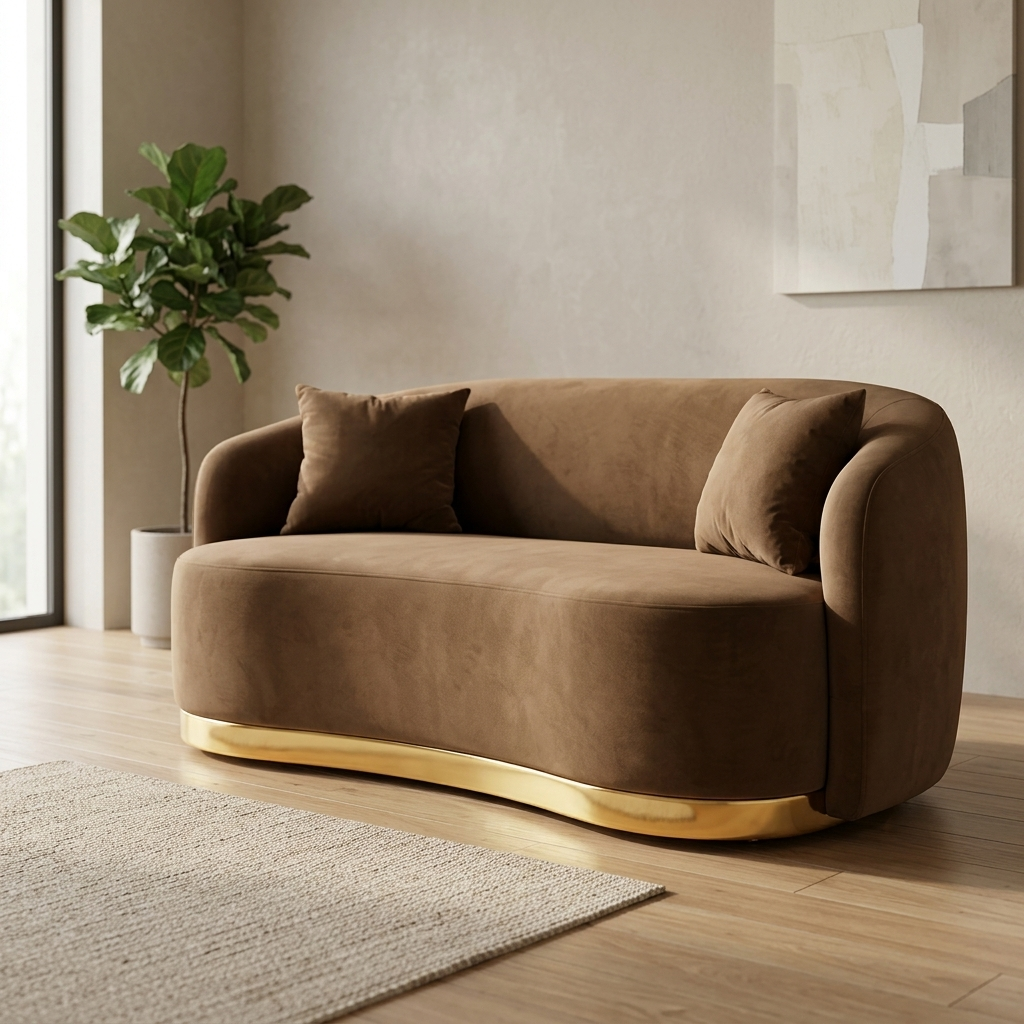 BROWNISH 3+3 SOFA SET | ACACIA WOOD & FABRIC