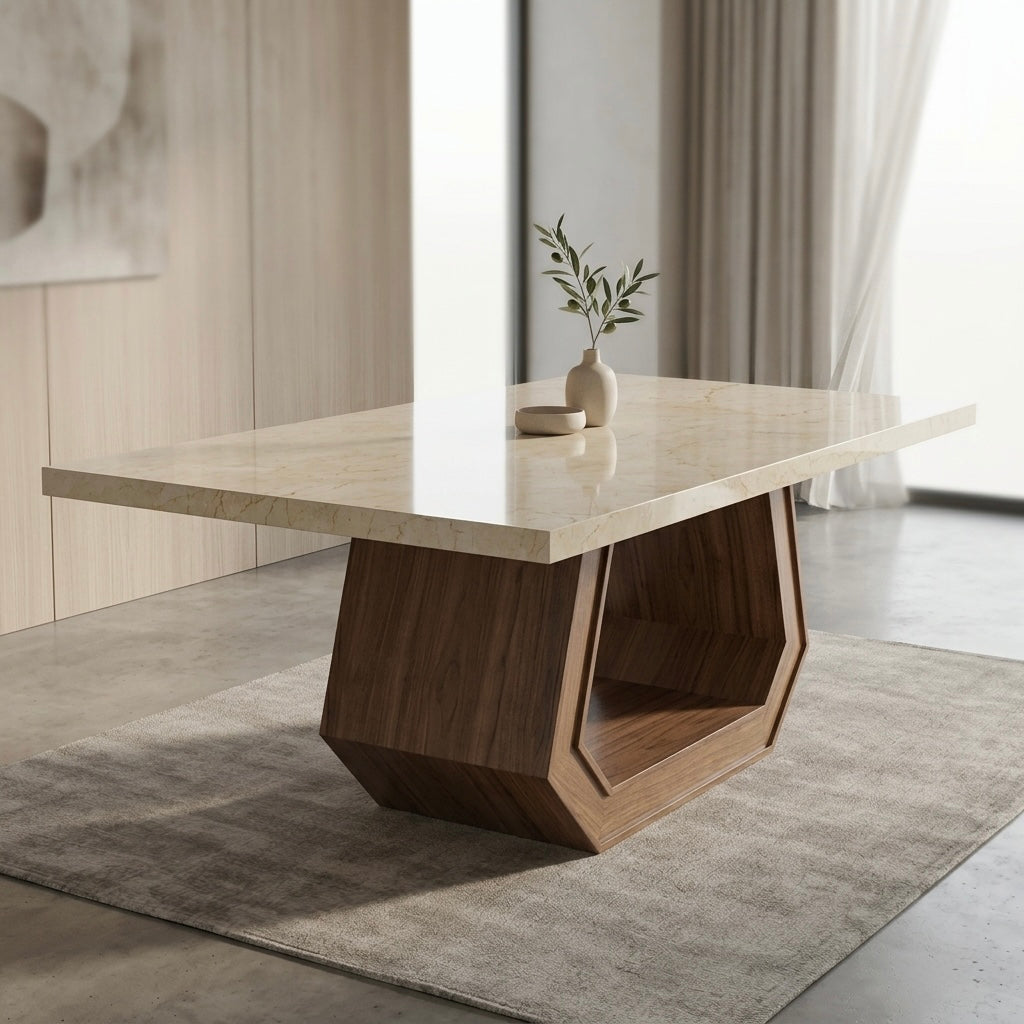 TREAT 6-SEATER DINING TABLE | MAHOGANY & CERAMIC TOP | 6×3.5 FT