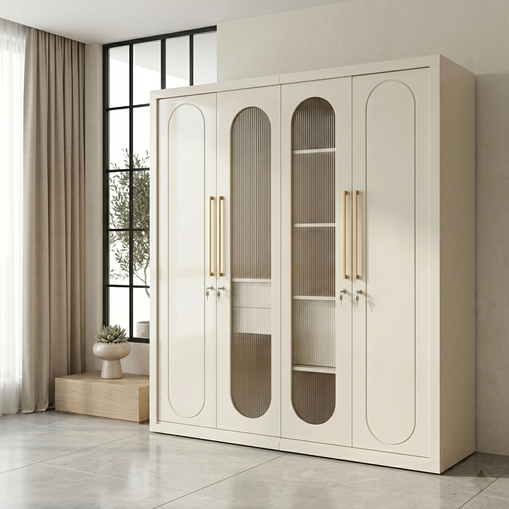HIYORA PREMIUM 4-DOOR QUEEN SIZE BEDROOM SET | HDF | IVORY