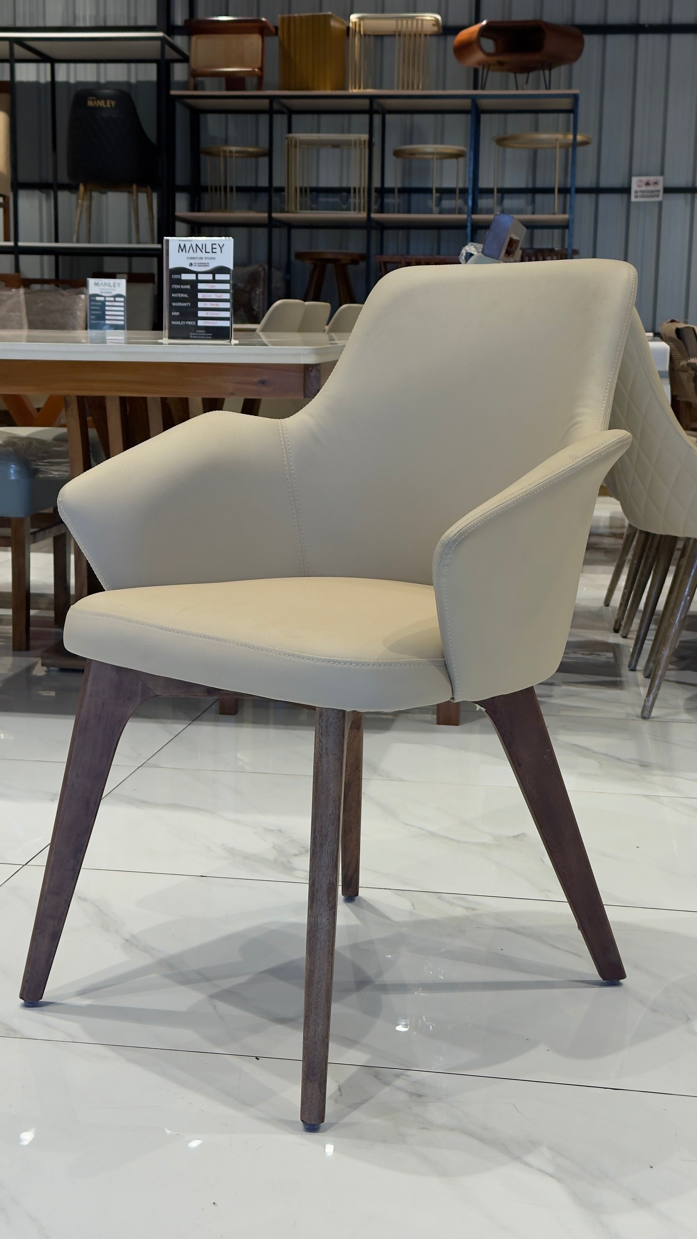 LYSH DINING CHAIR | MAHOGANY WOOD & REXIN UPHOLSTERY