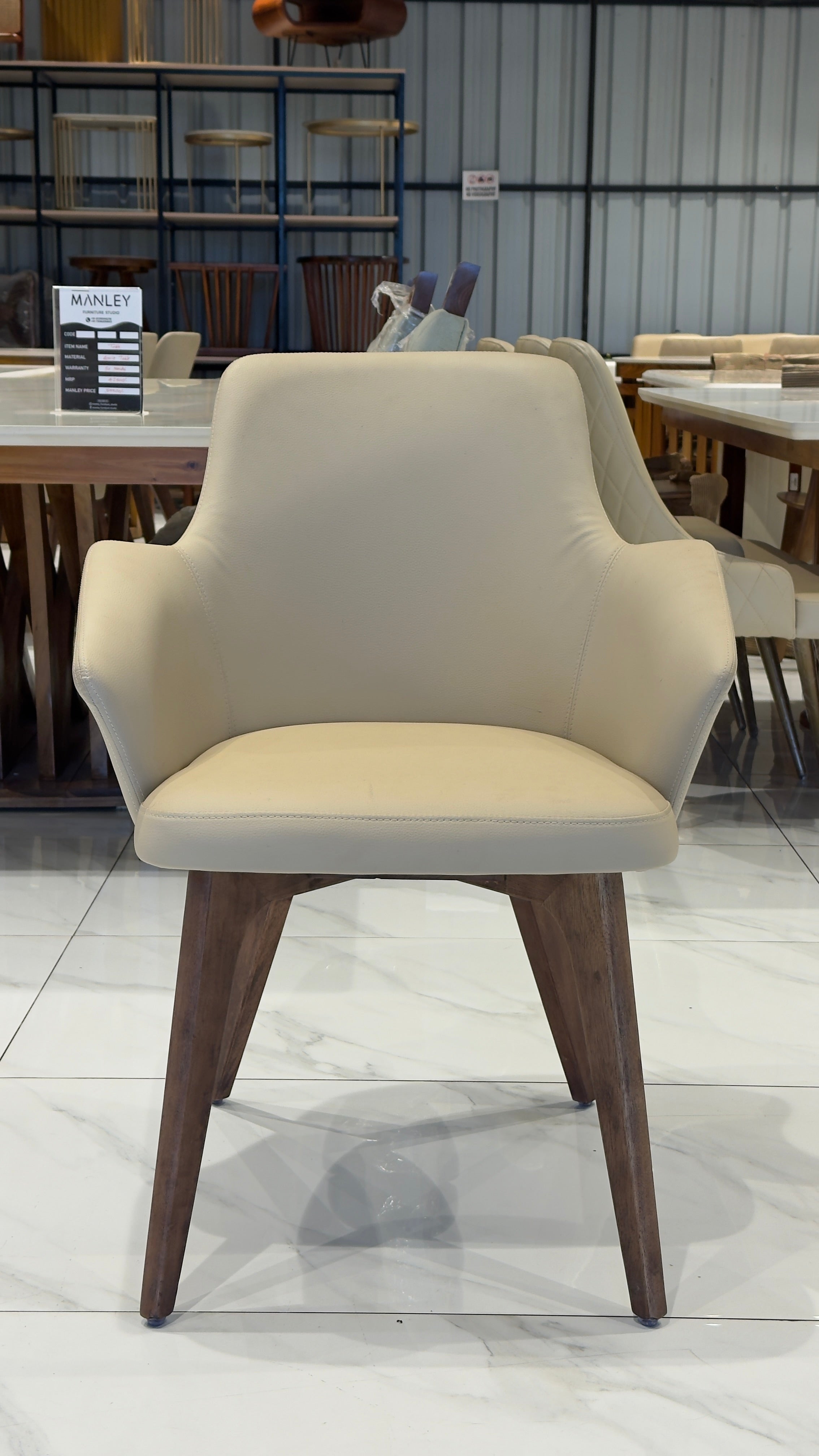 LYSH DINING CHAIR | MAHOGANY WOOD & REXIN UPHOLSTERY