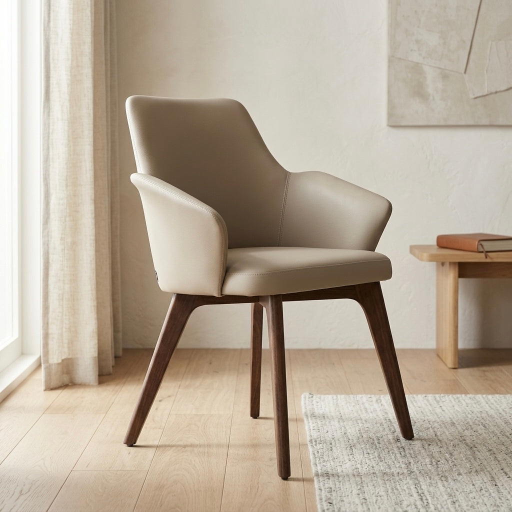 LYSH DINING CHAIR | MAHOGANY WOOD & REXIN UPHOLSTERY