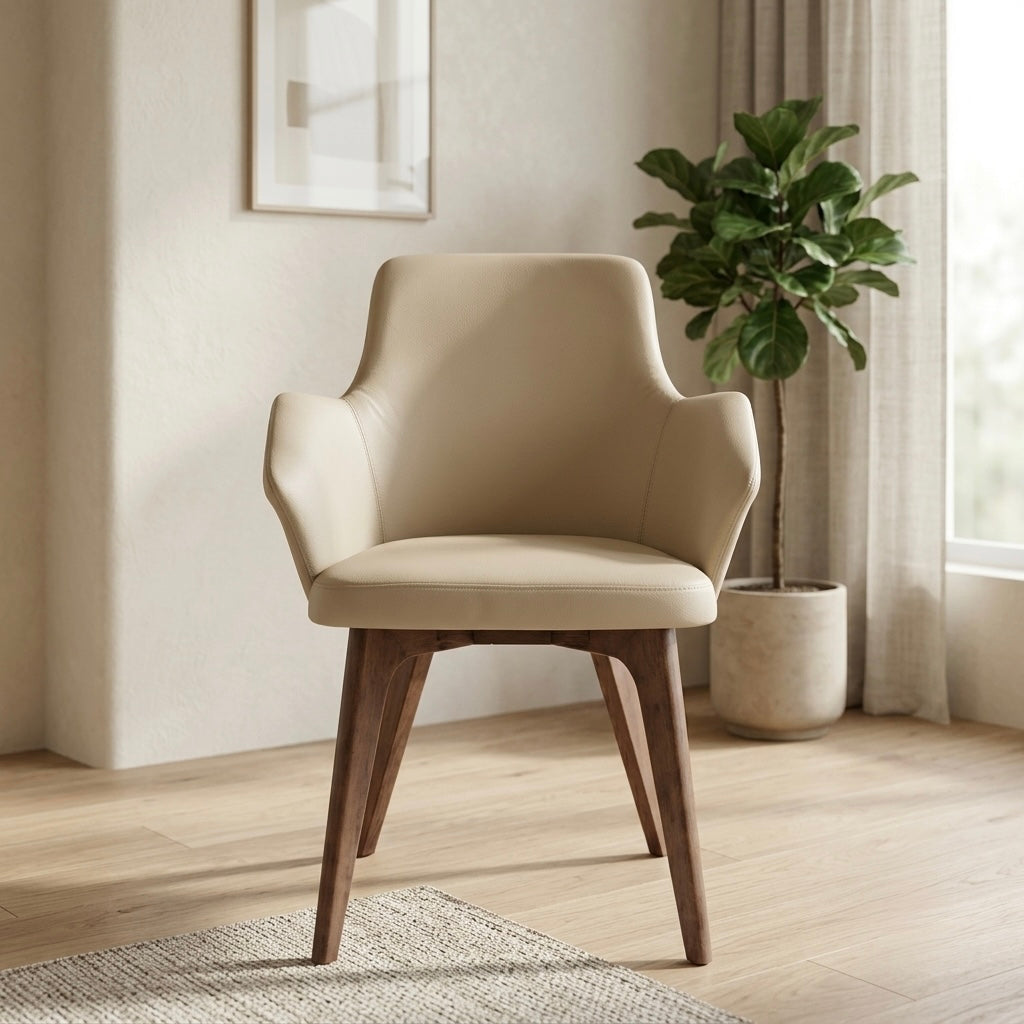 LYSH DINING CHAIR | MAHOGANY WOOD & REXIN UPHOLSTERY
