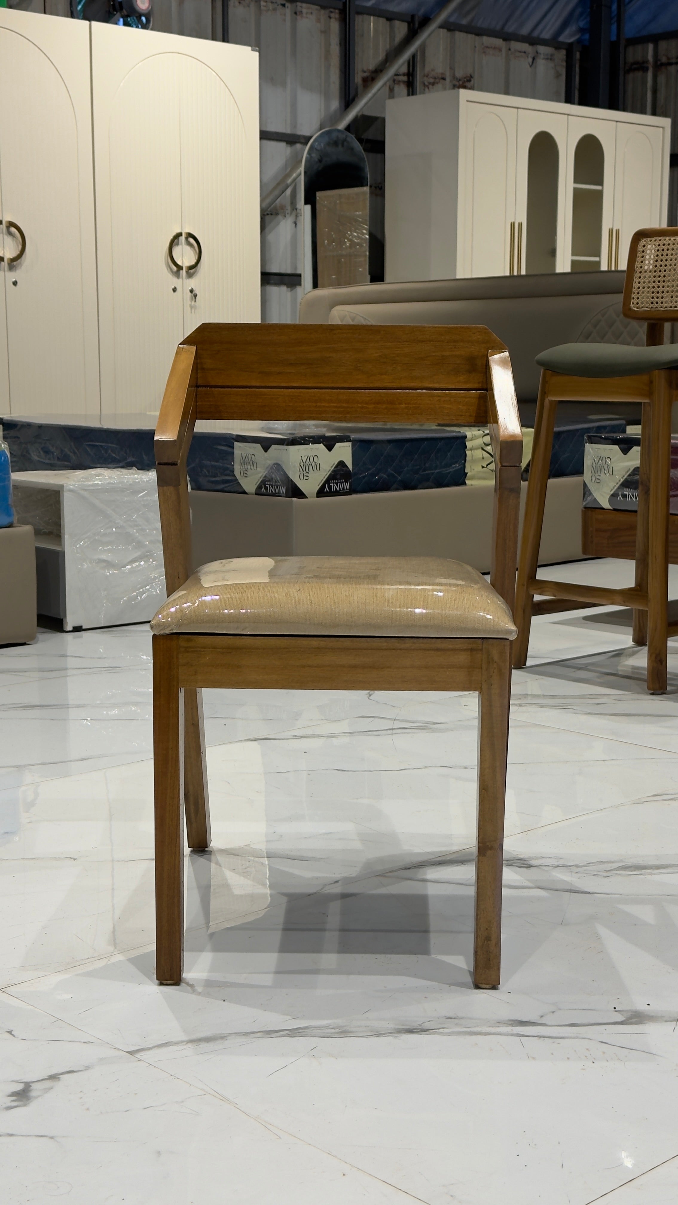 CHINA PLAIN CHAIR | ACACIA WOOD & FABRIC CUSHION