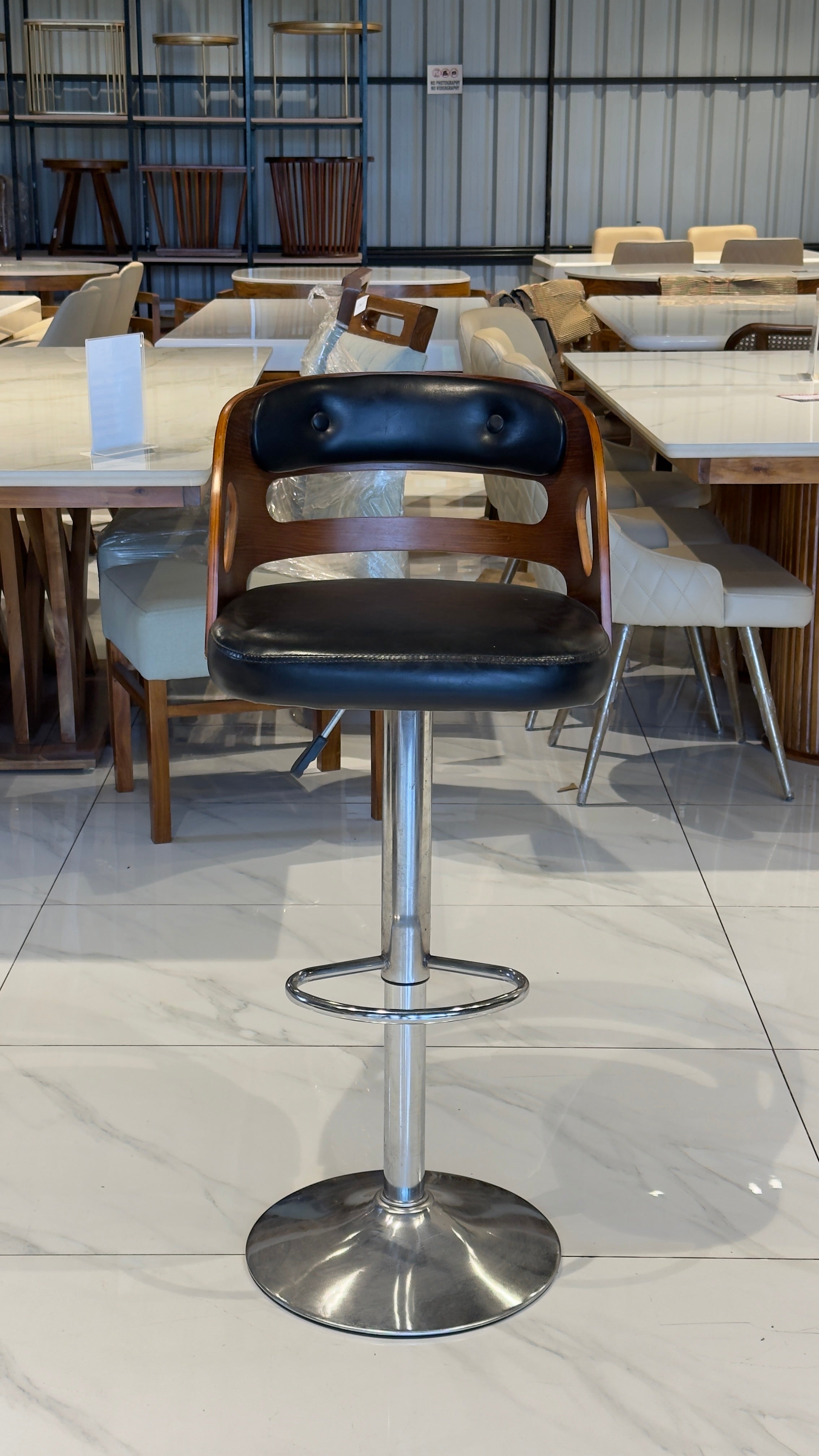 LEYON BAR CHAIR | WOOD FRAME & REXIN UPHOLSTERY