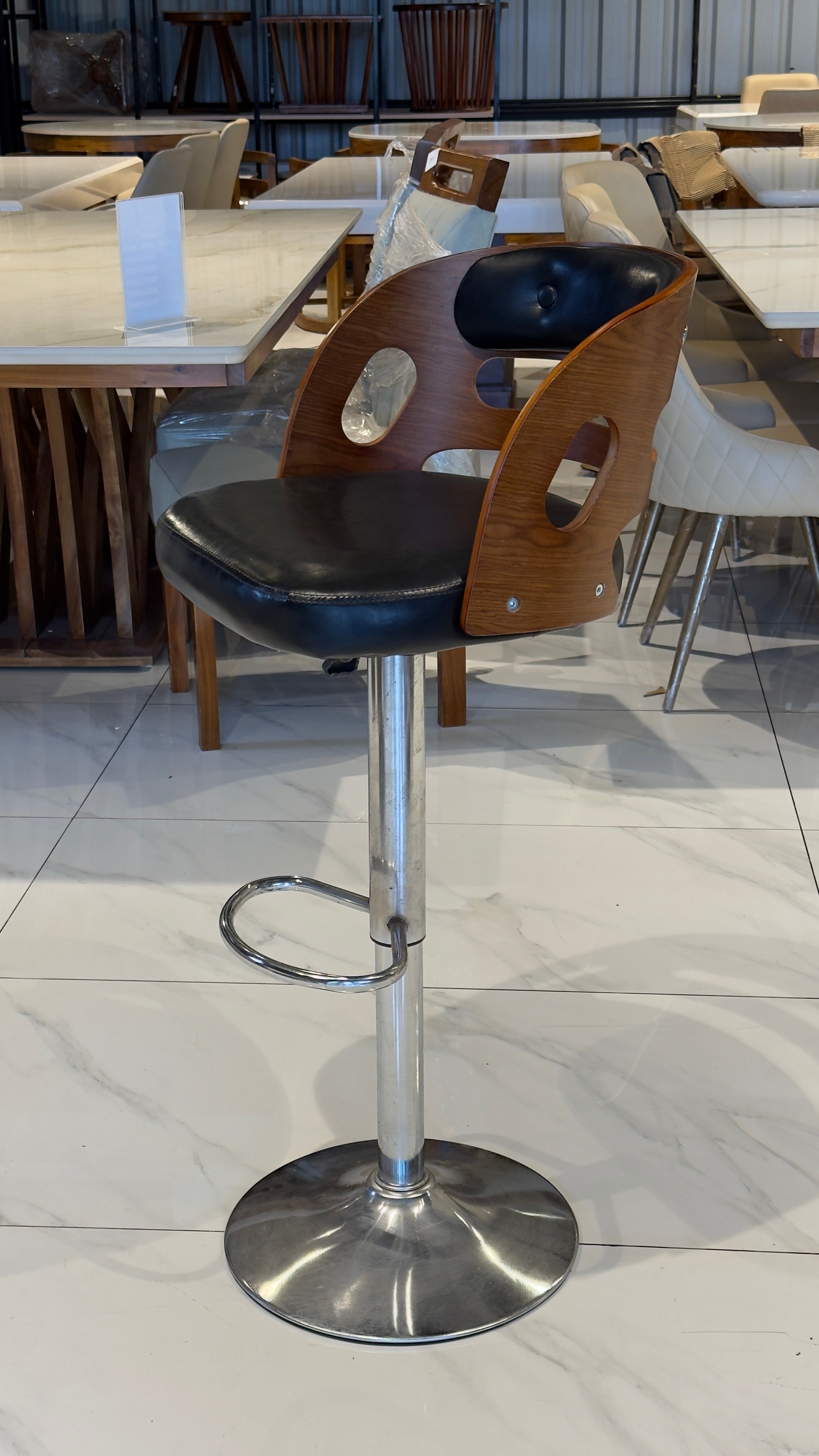 LEYON BAR CHAIR | WOOD FRAME & REXIN UPHOLSTERY