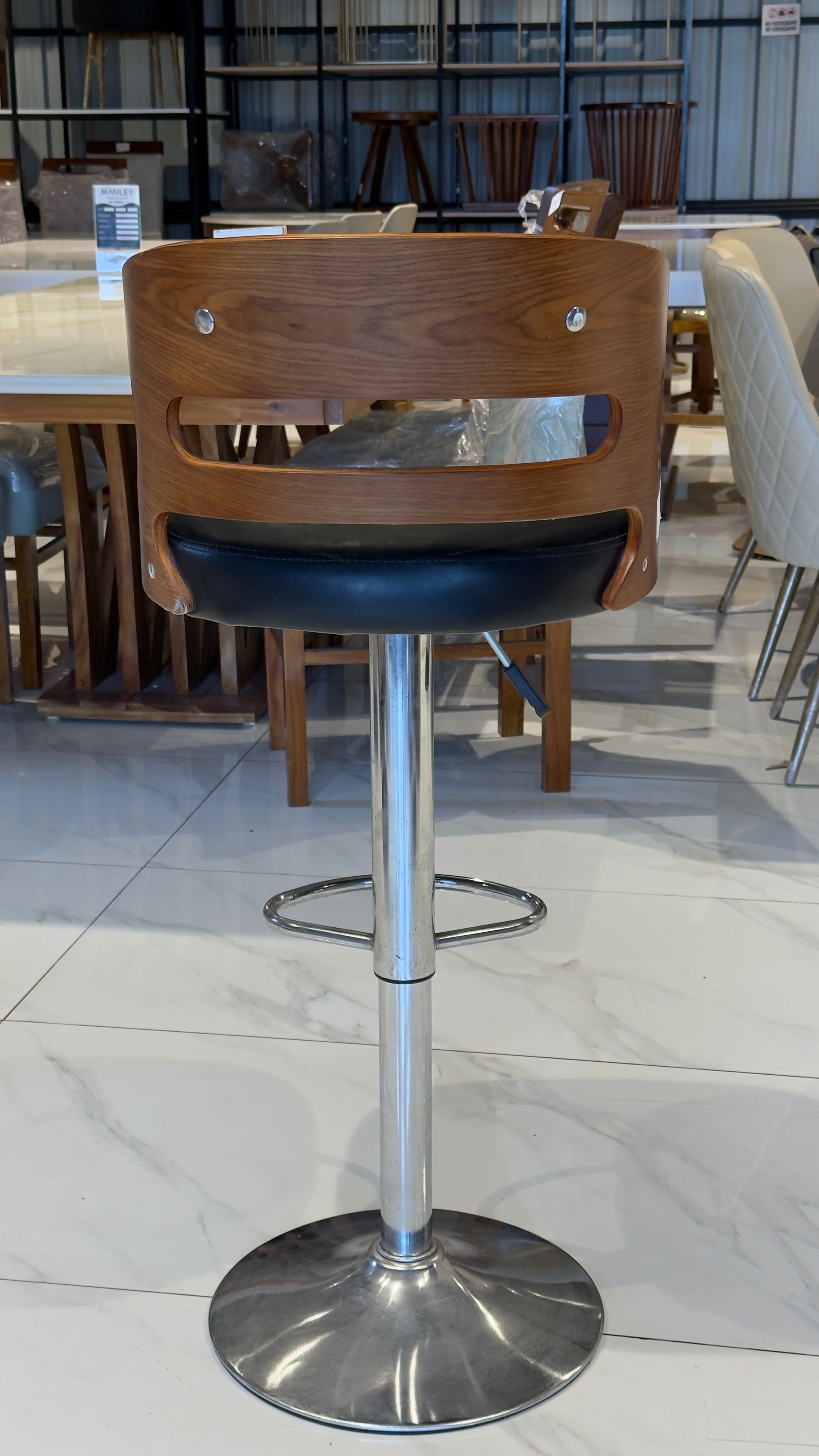 LEYON BAR CHAIR | WOOD FRAME & REXIN UPHOLSTERY
