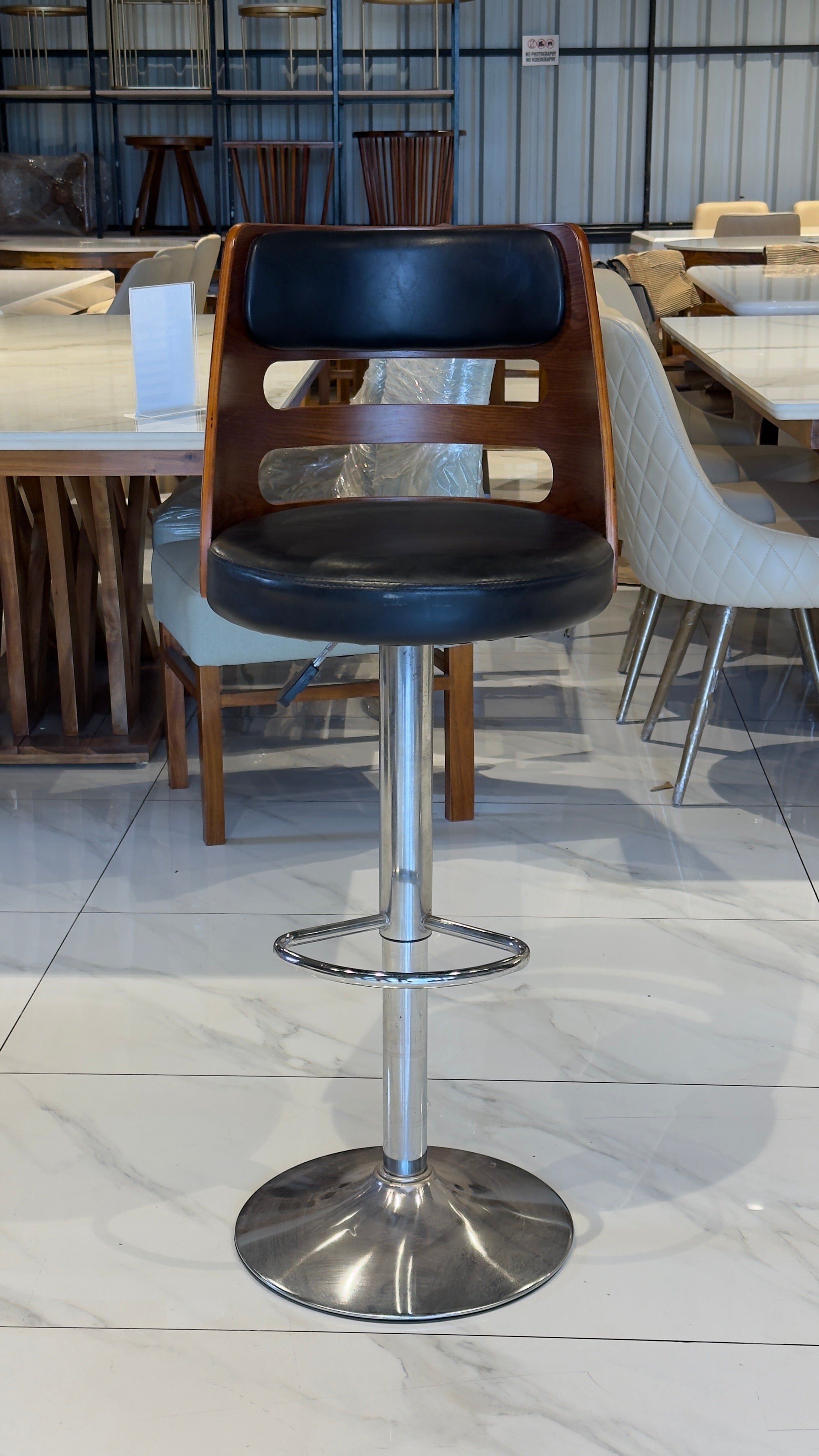 FINCH BAR CHAIR | ACACIA WOOD & METAL FRAME | REXIN UPHOLSTERY | IMPORTED
