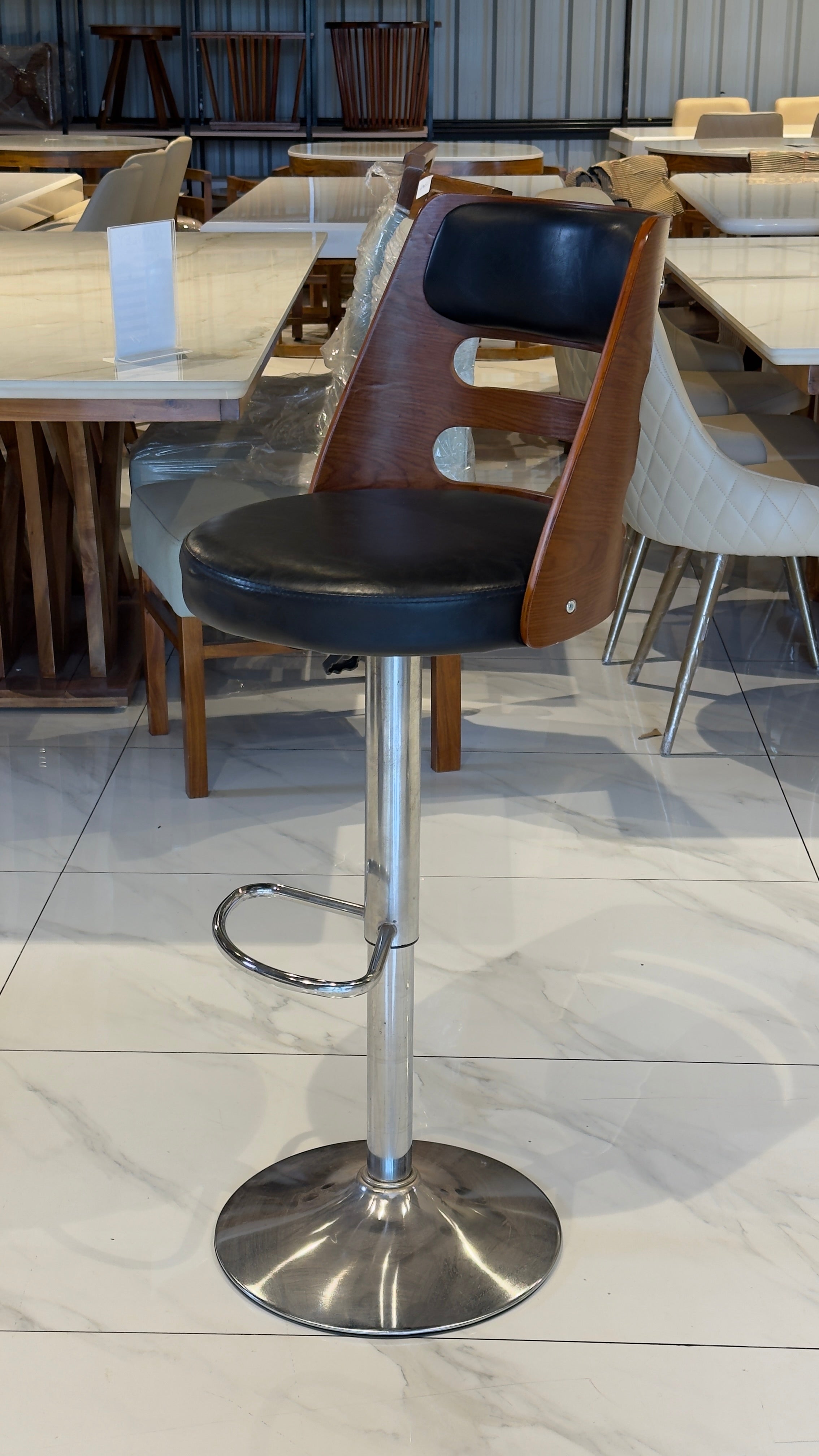 FINCH BAR CHAIR | ACACIA WOOD & METAL FRAME | REXIN UPHOLSTERY | IMPORTED
